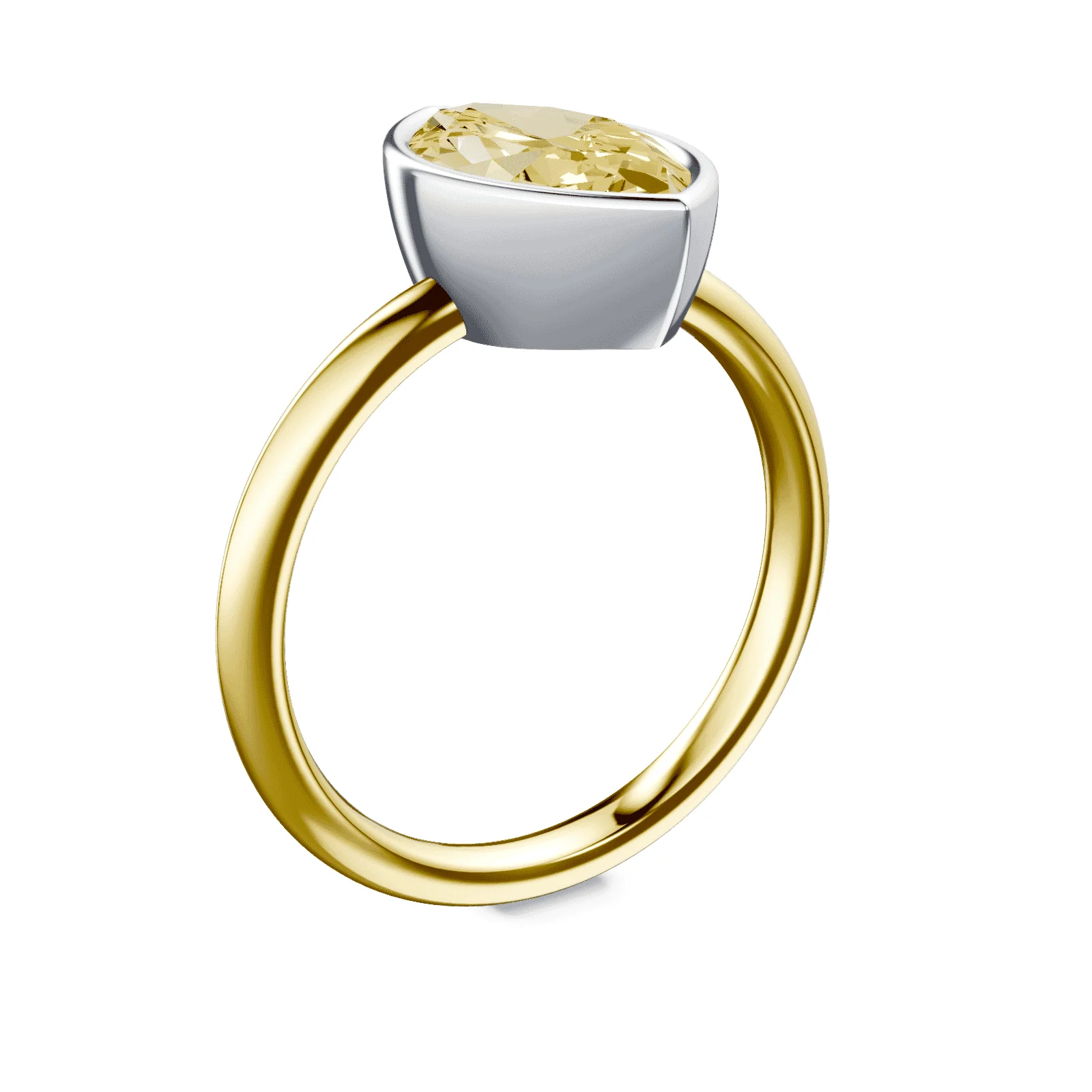Marquise Cut Bezel Yellow Diamond Ring - Image 2