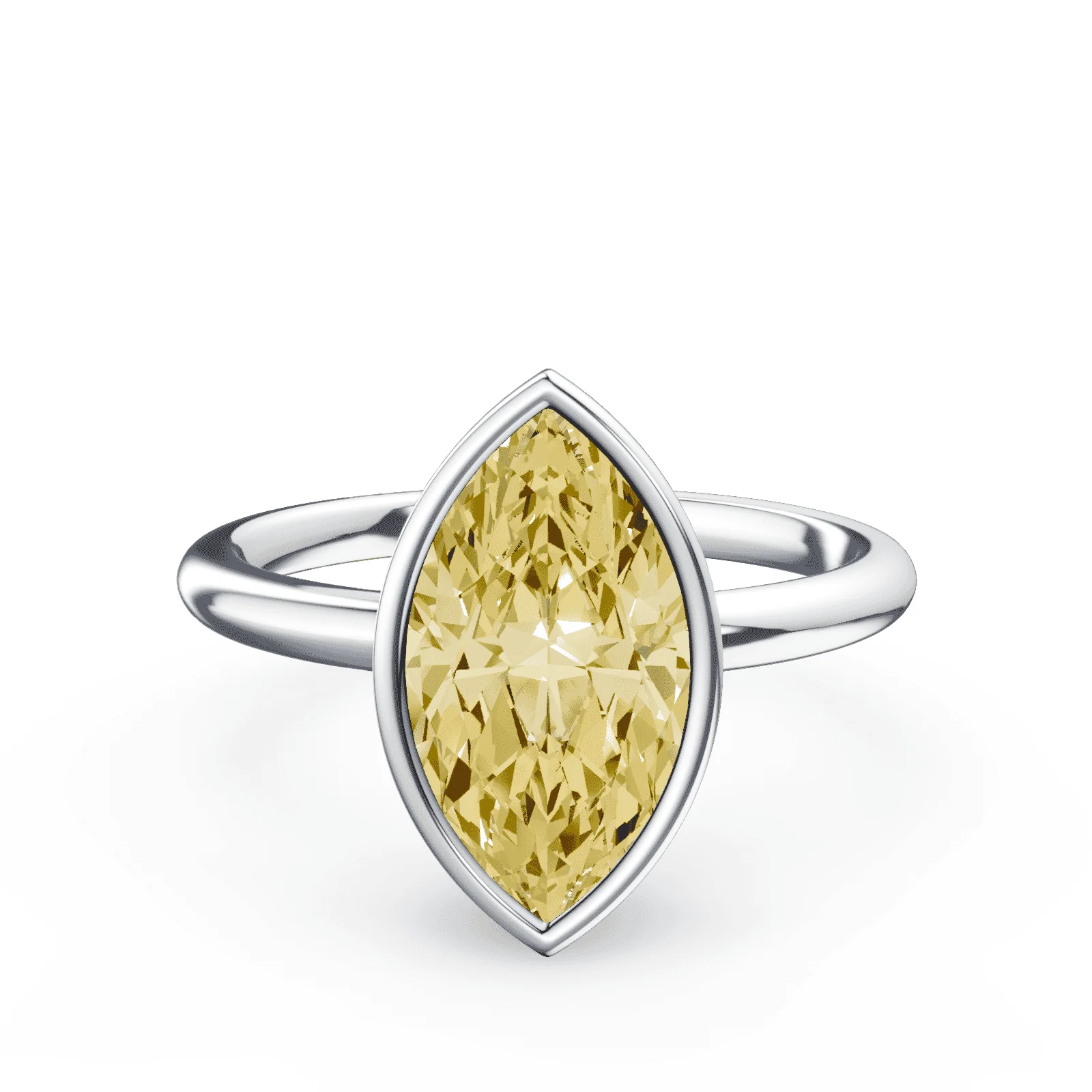 Marquise Cut Bezel Yellow Diamond Ring