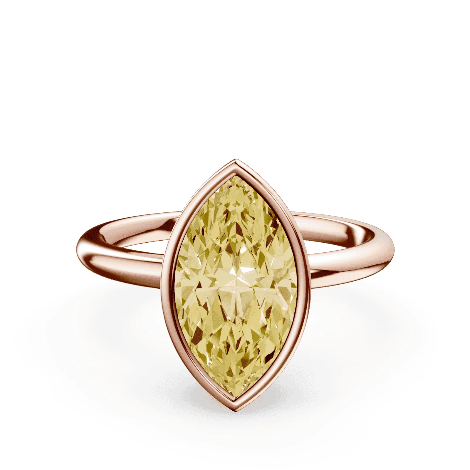 Marquise Cut Bezel Yellow Diamond Ring