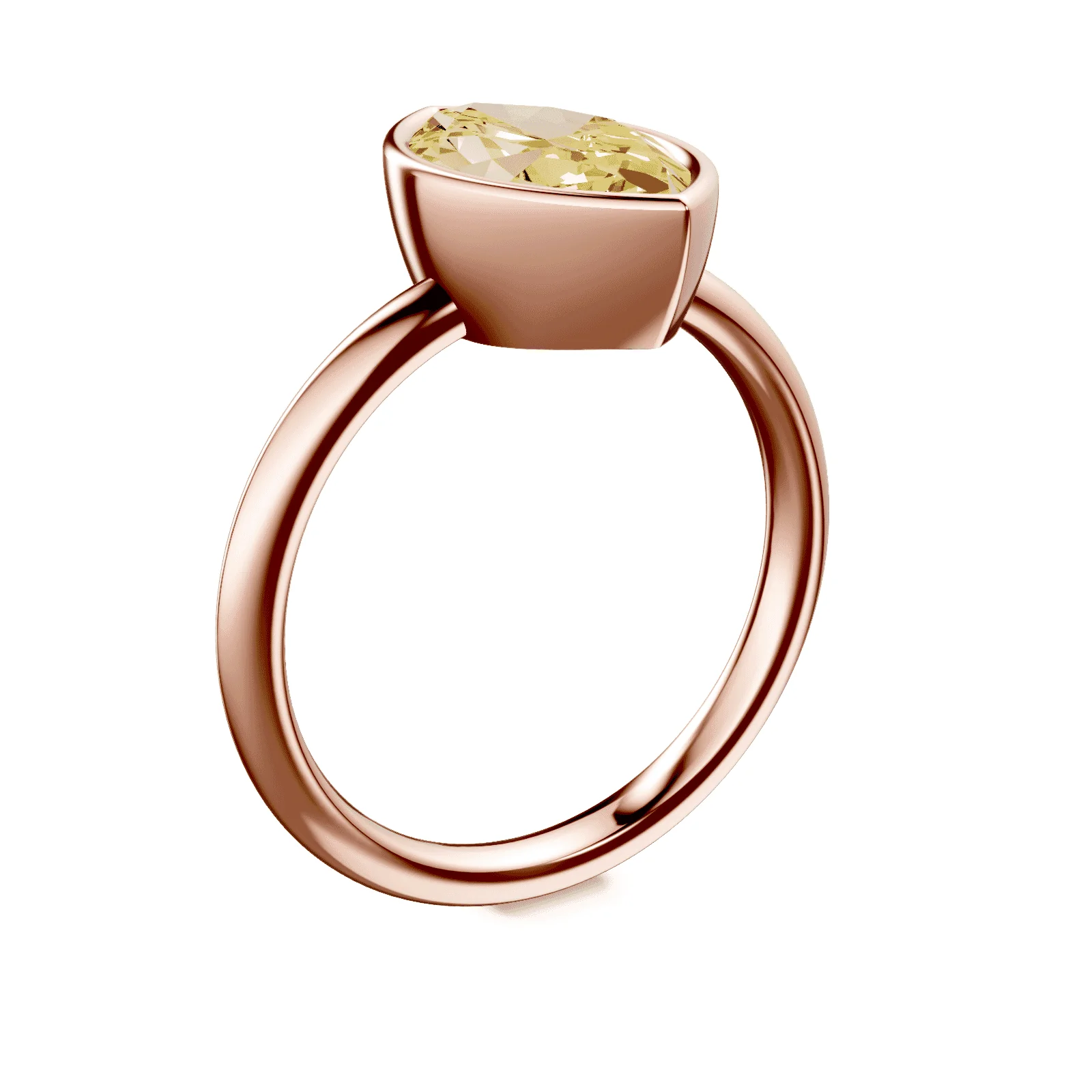 Marquise Cut Bezel Yellow Diamond Ring - Image 2