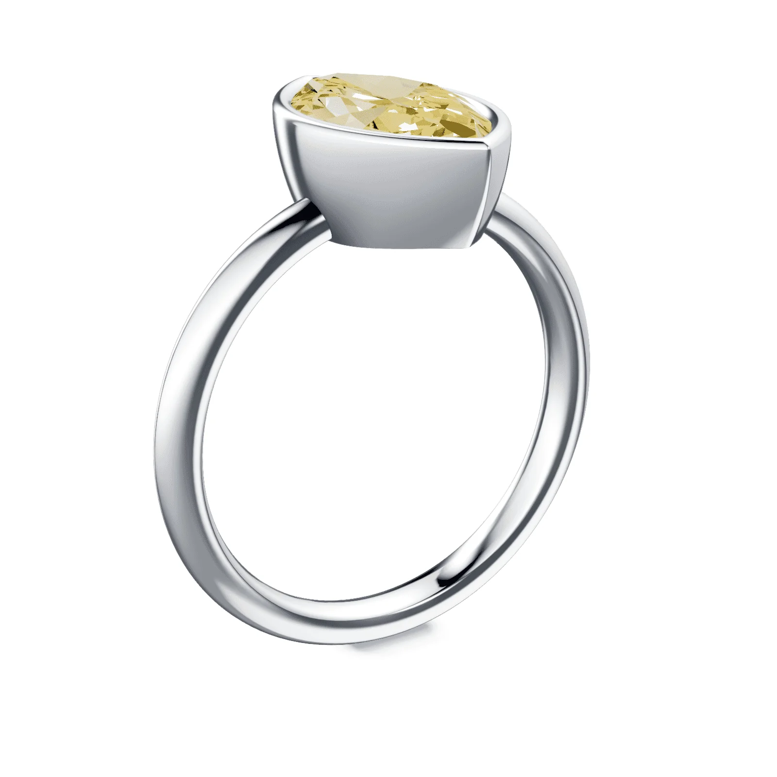 Marquise Cut Bezel Yellow Diamond Ring - Image 2