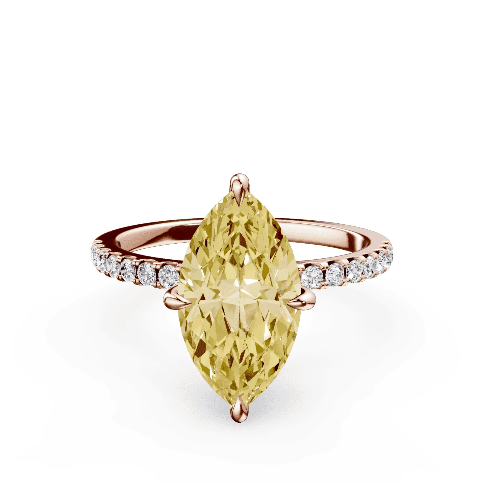 Marquise Cut Yellow Diamond Pave Ring