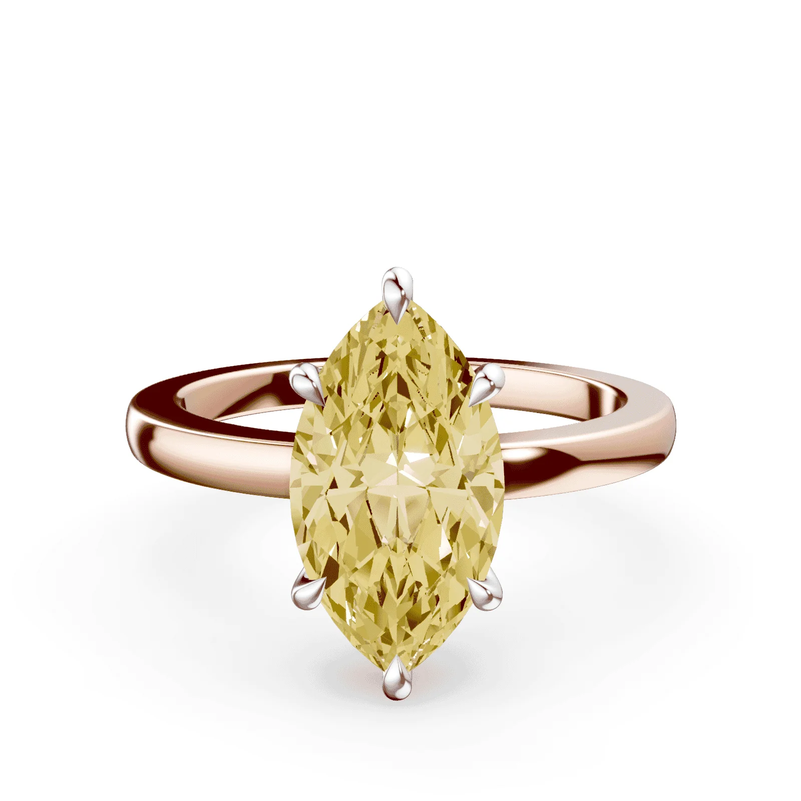Marquise Cut Low Profile Yellow Diamond Ring