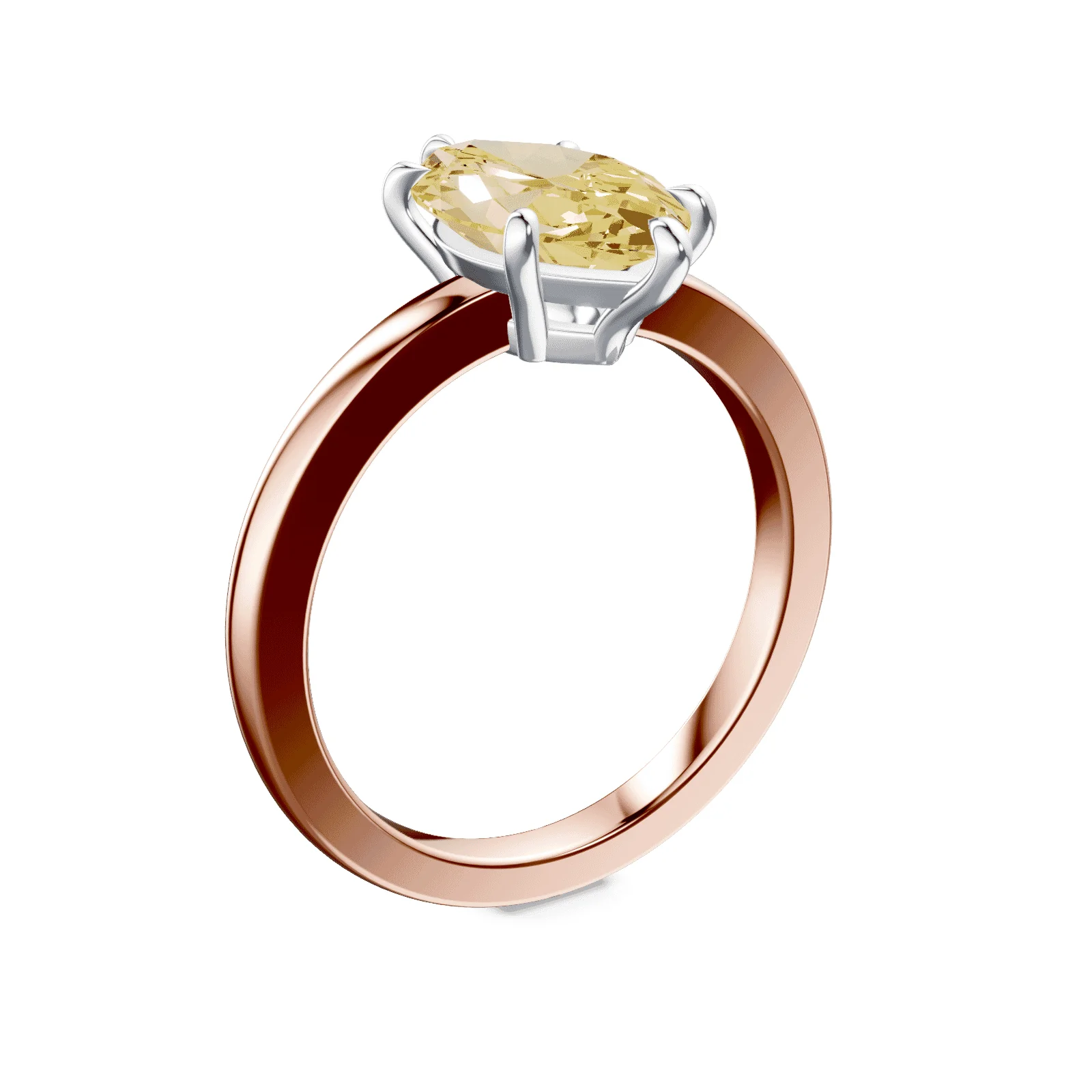 Marquise Cut Low Profile Yellow Diamond Ring - Image 2