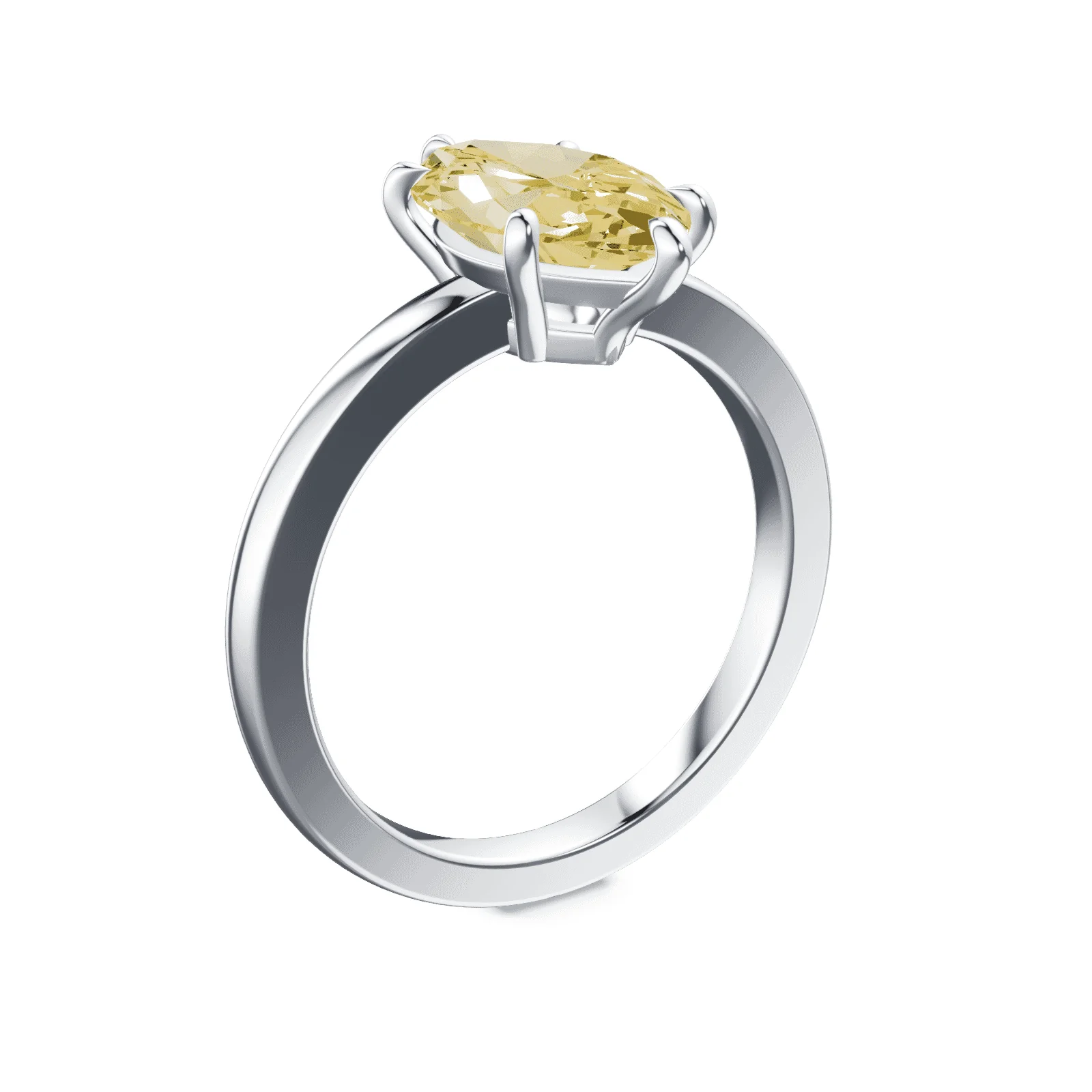 Marquise Cut Low Profile Yellow Diamond Ring - Image 2