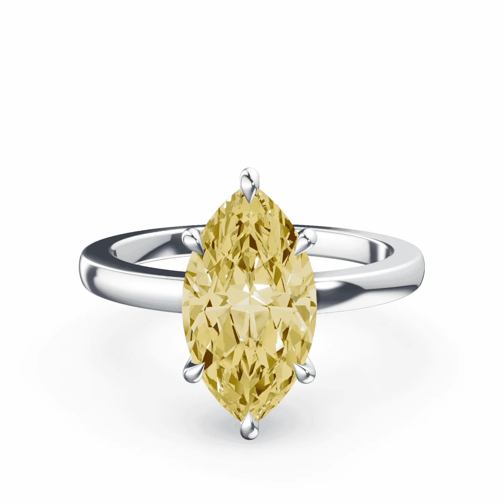 Marquise Cut Low Profile Yellow Diamond Ring