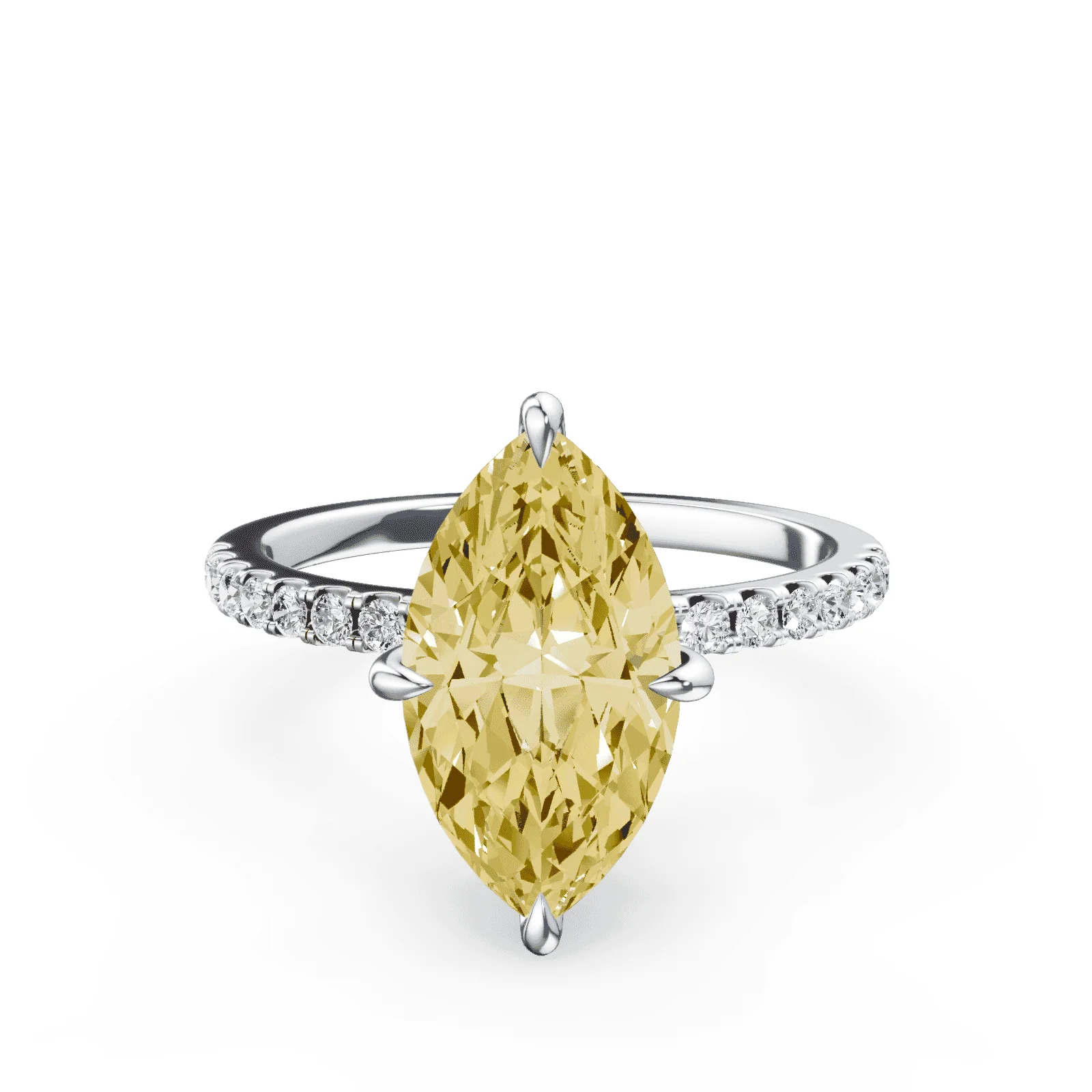 Marquise Cut Low Profile Yellow Pave Ring