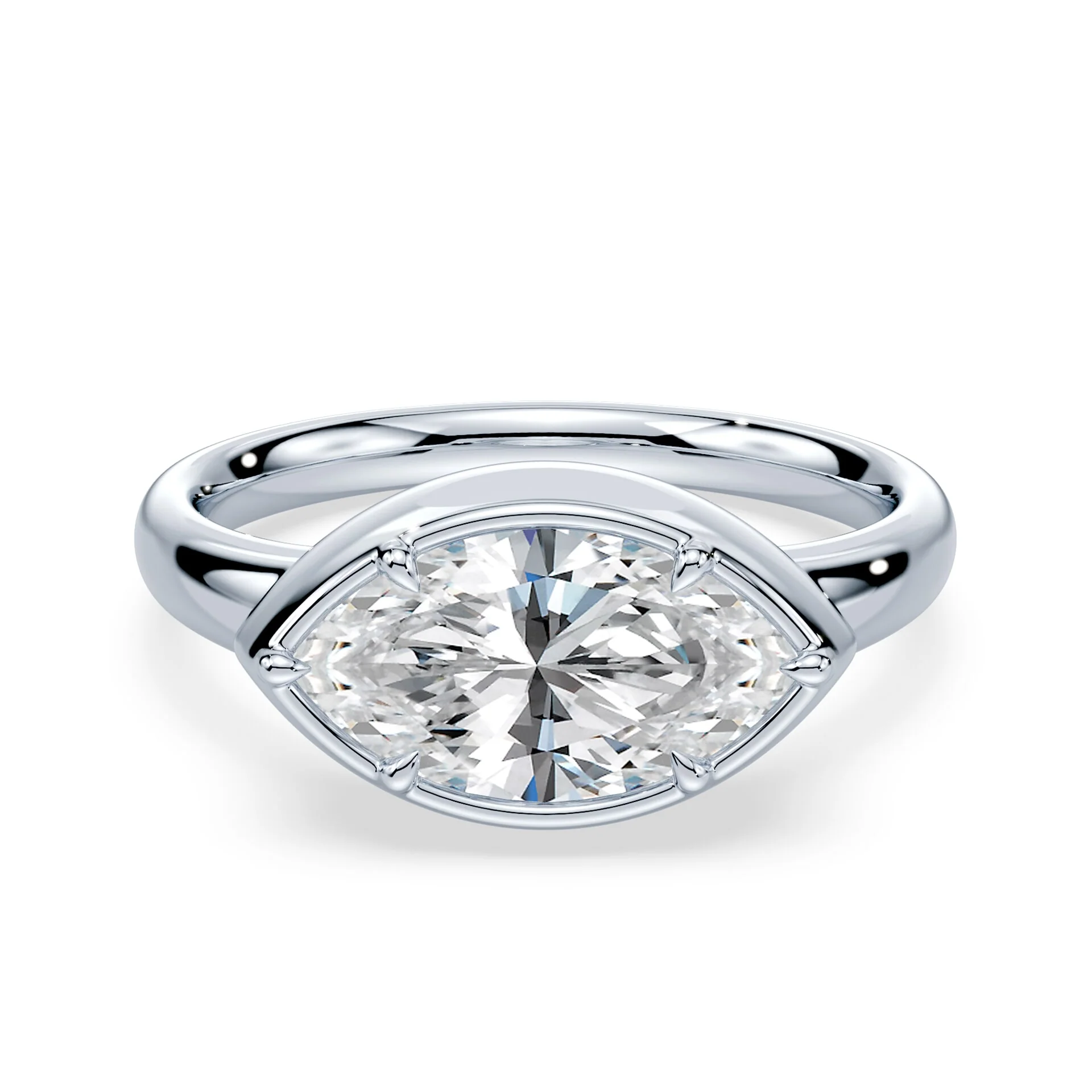 Marquise Cut East West Button Back Ring