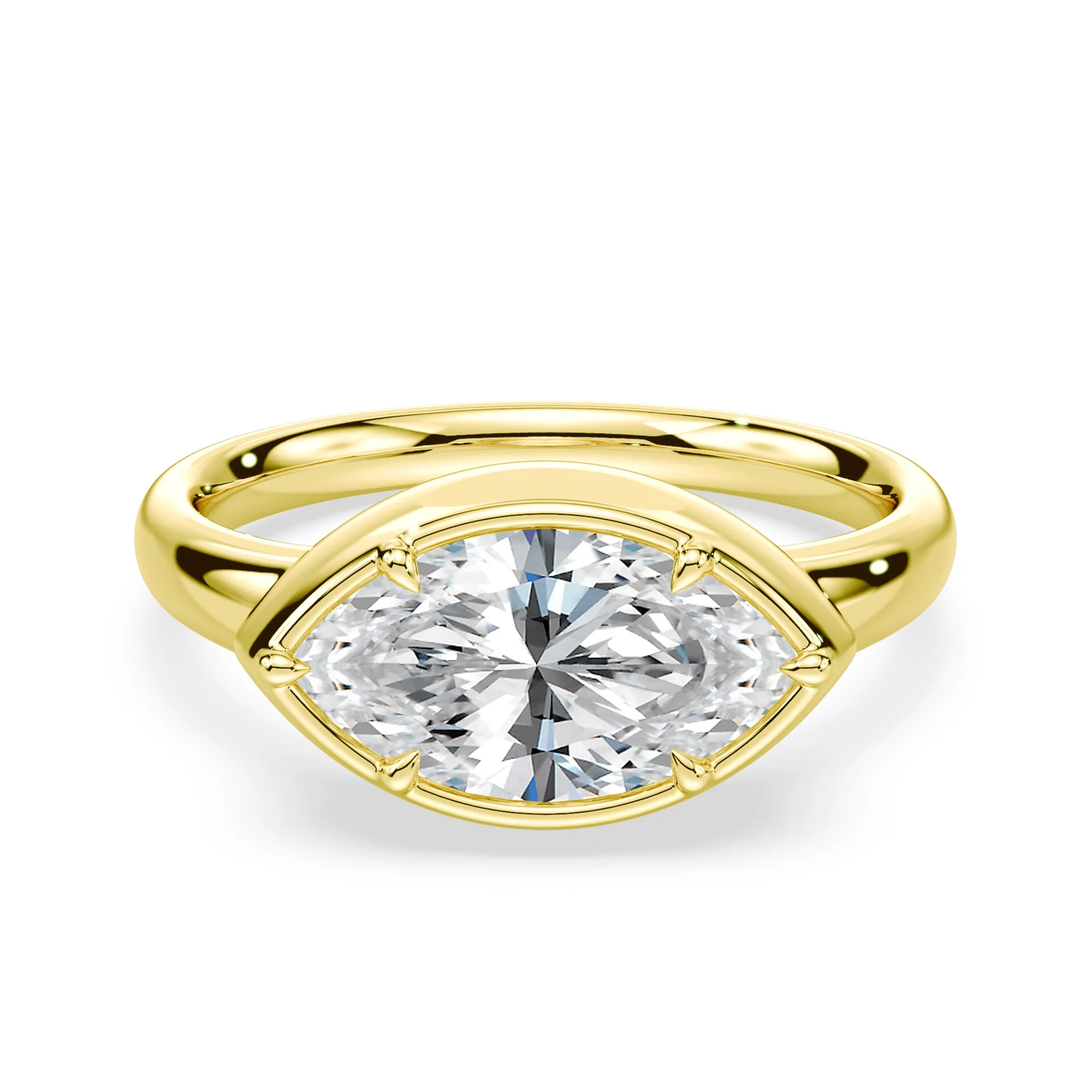 Marquise Cut East West Button Back Ring
