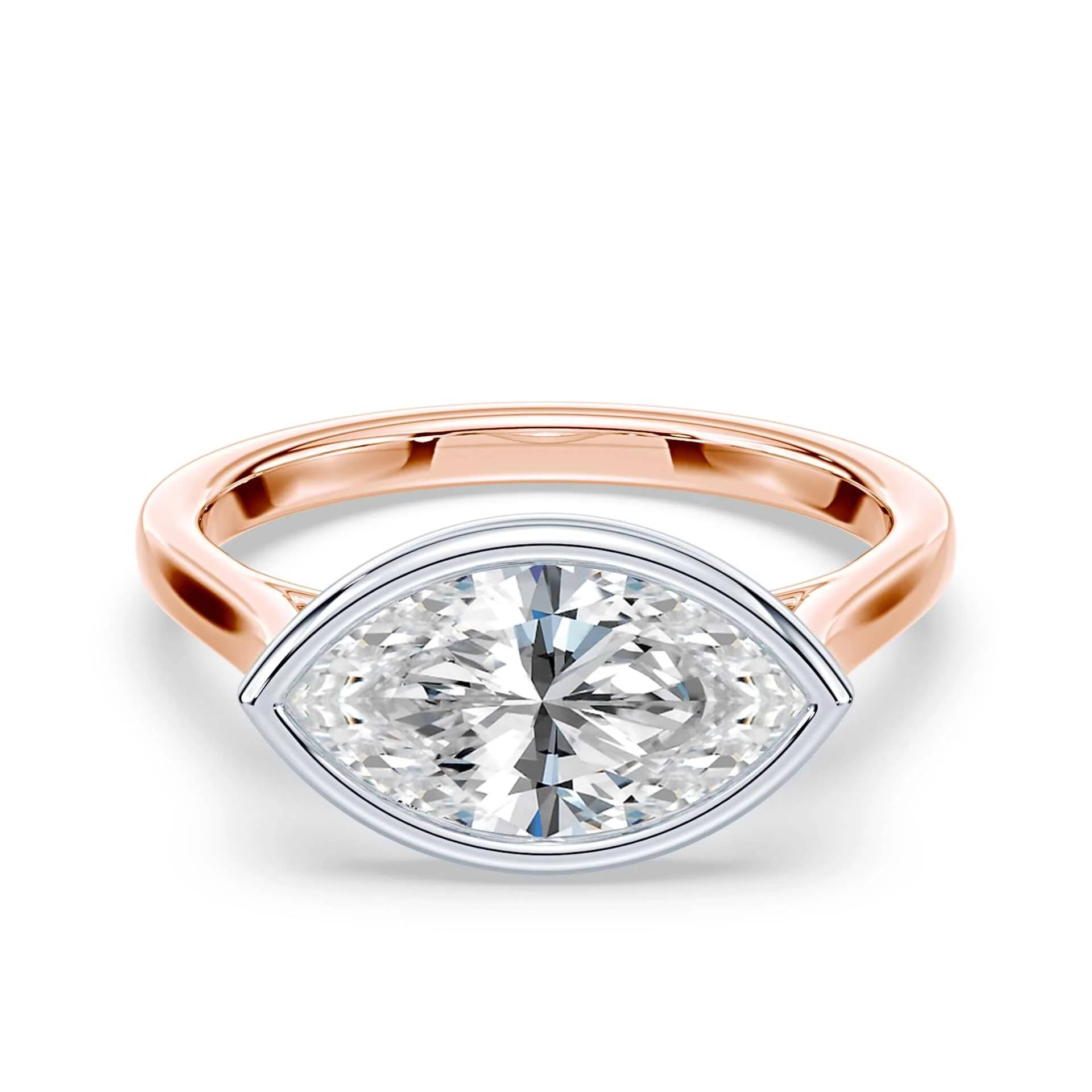Marquise Cut East-West Cathedral Bezel