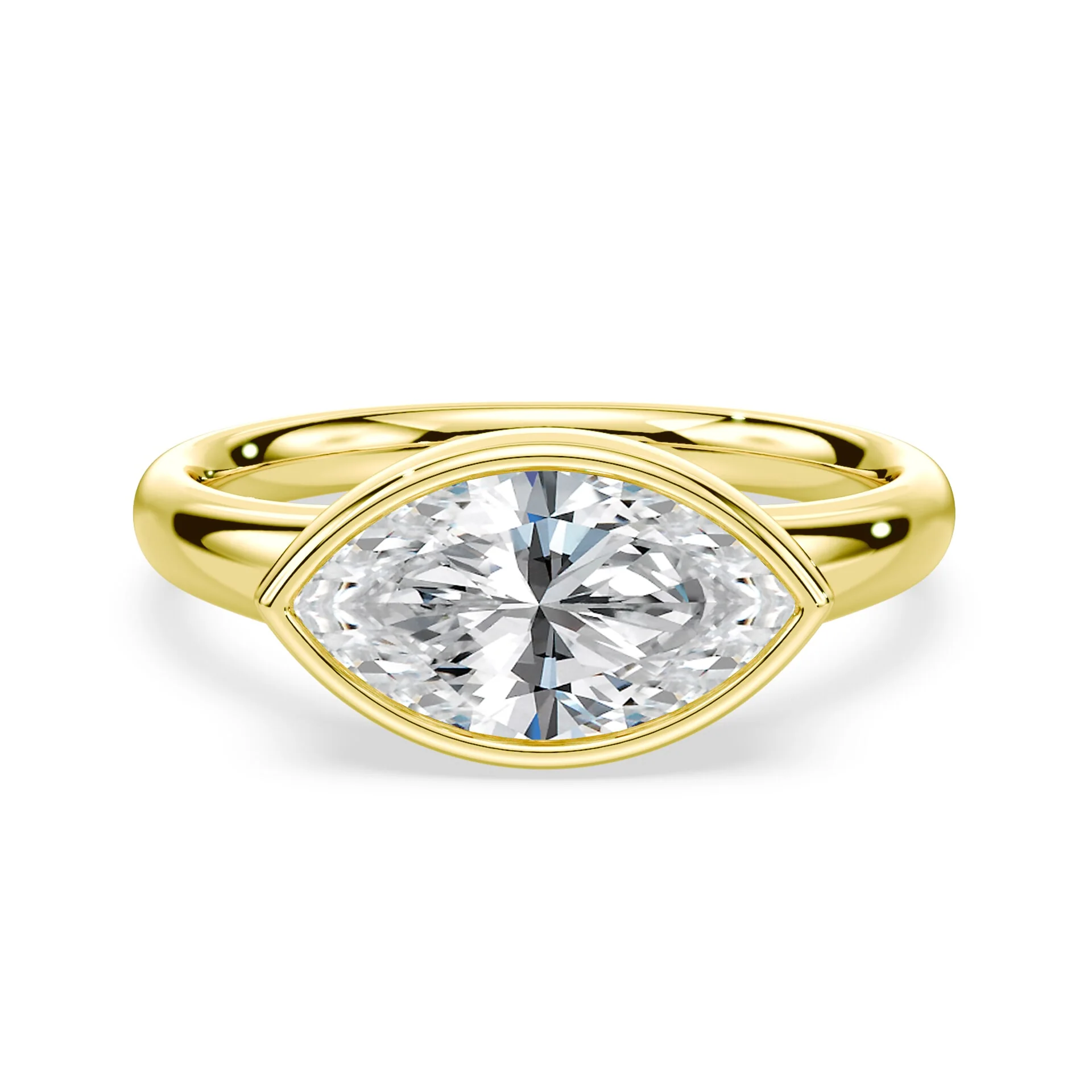 Marquise East-West Cut Wide Bezel Ring