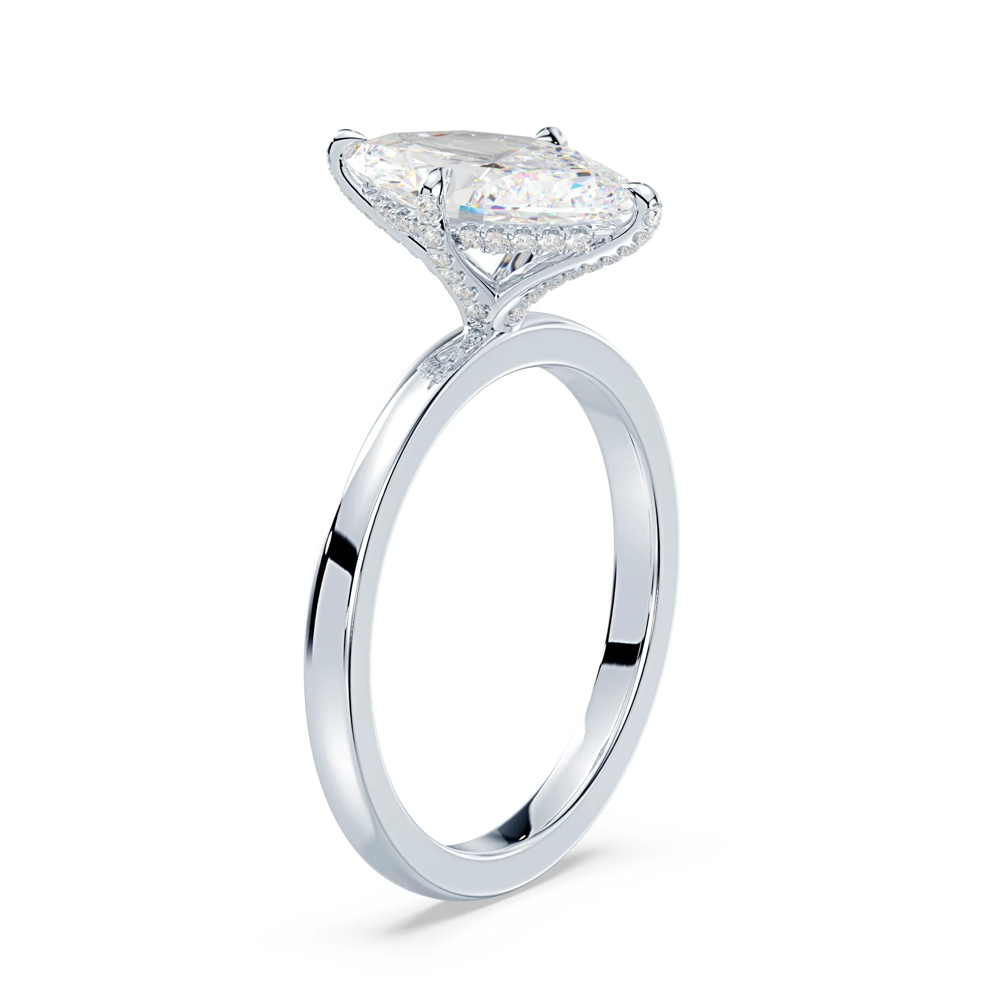 Marquise Pave Prongs Engagement Ring - Image 2