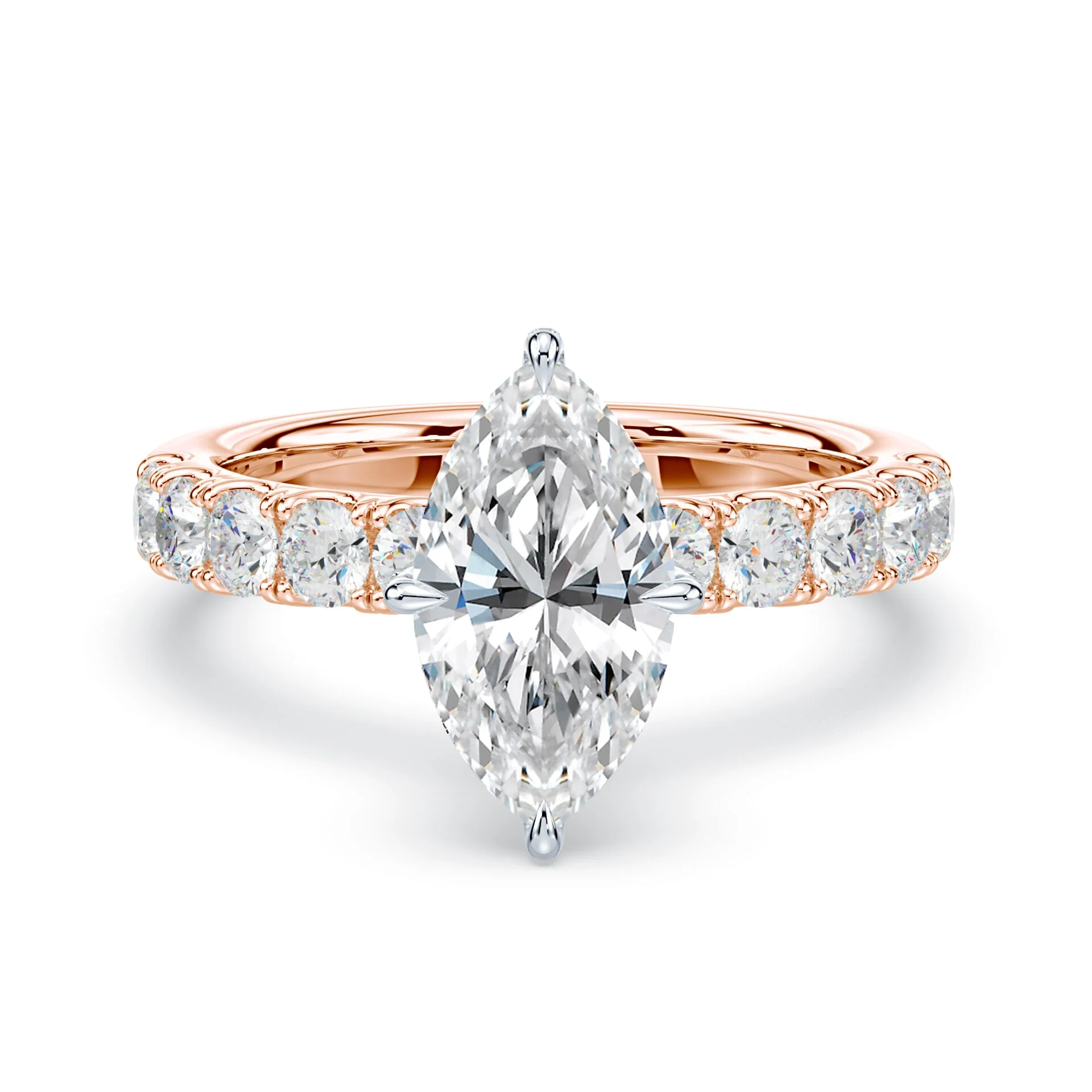 Marquise Pave Prongs Wide Pave Ring