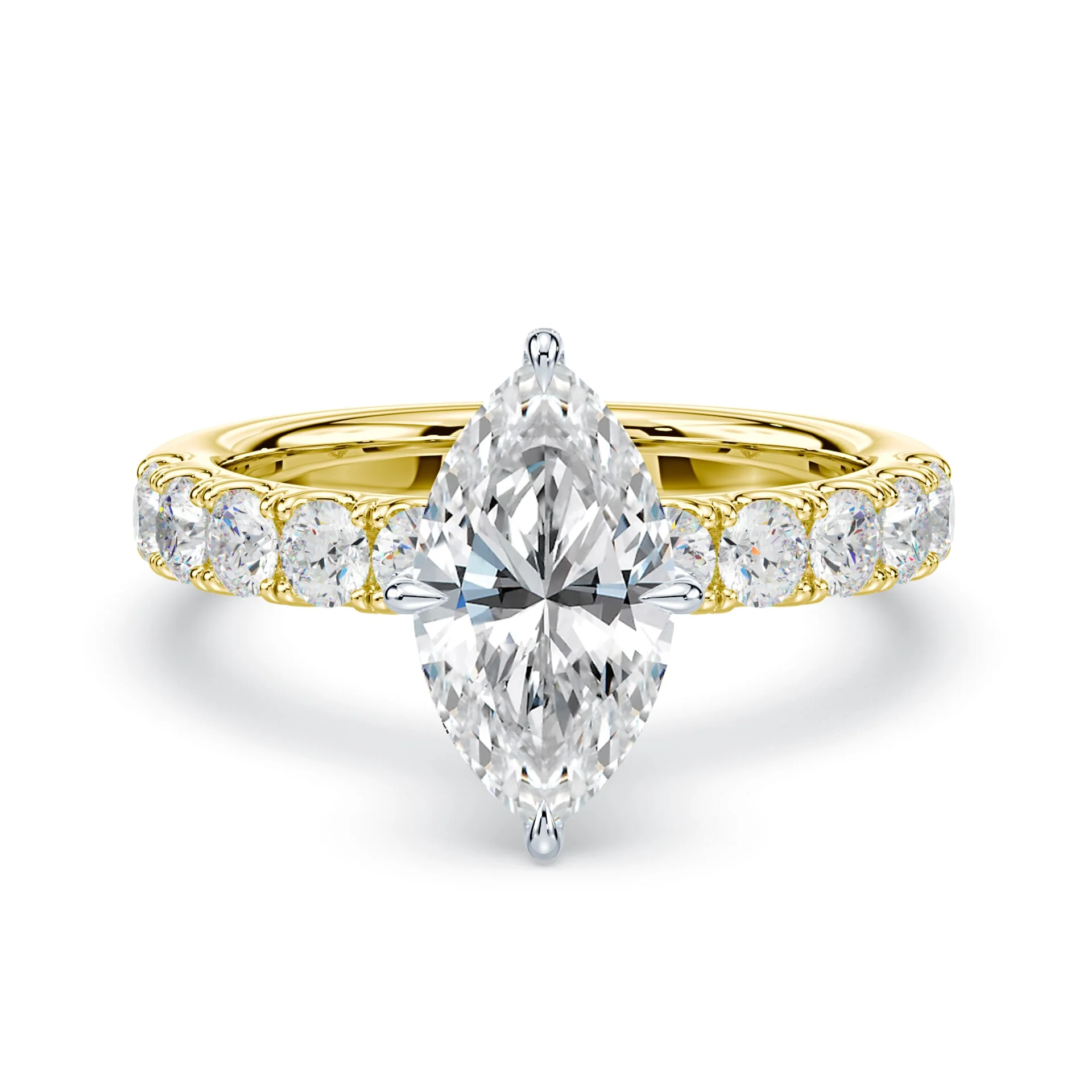 Marquise Pave Prongs Wide Pave Ring