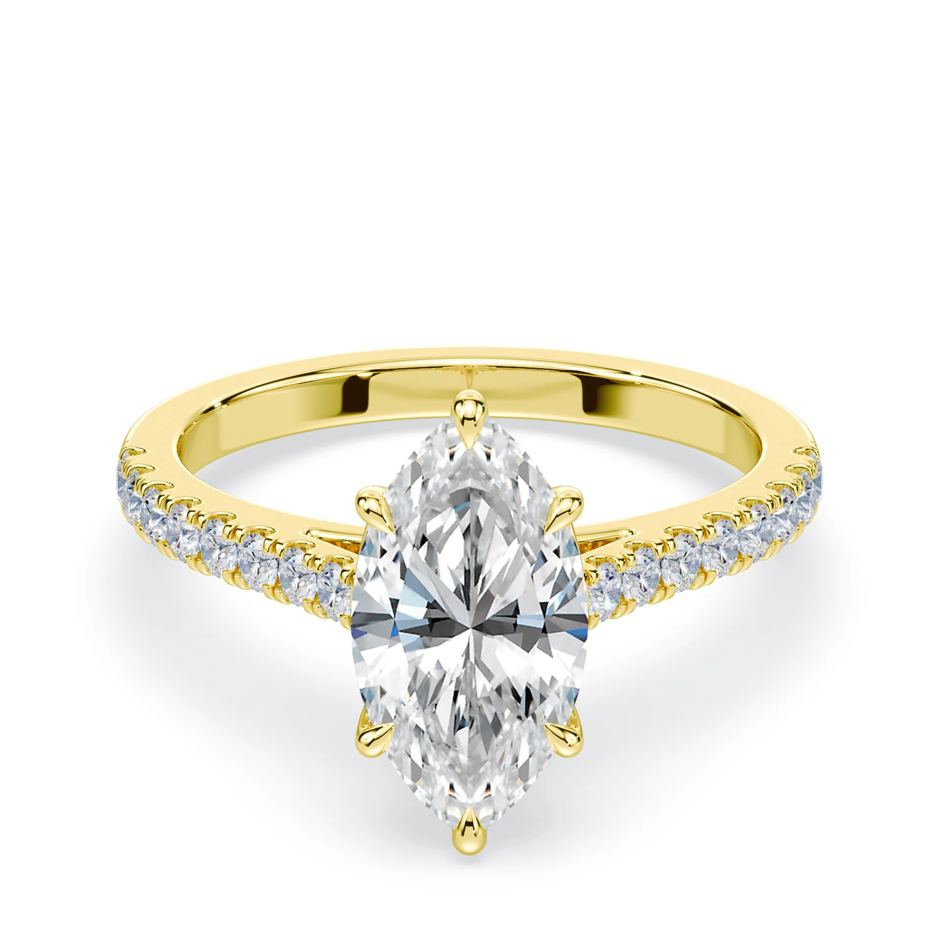 Marquise Cut Sleek Pave Cathedral