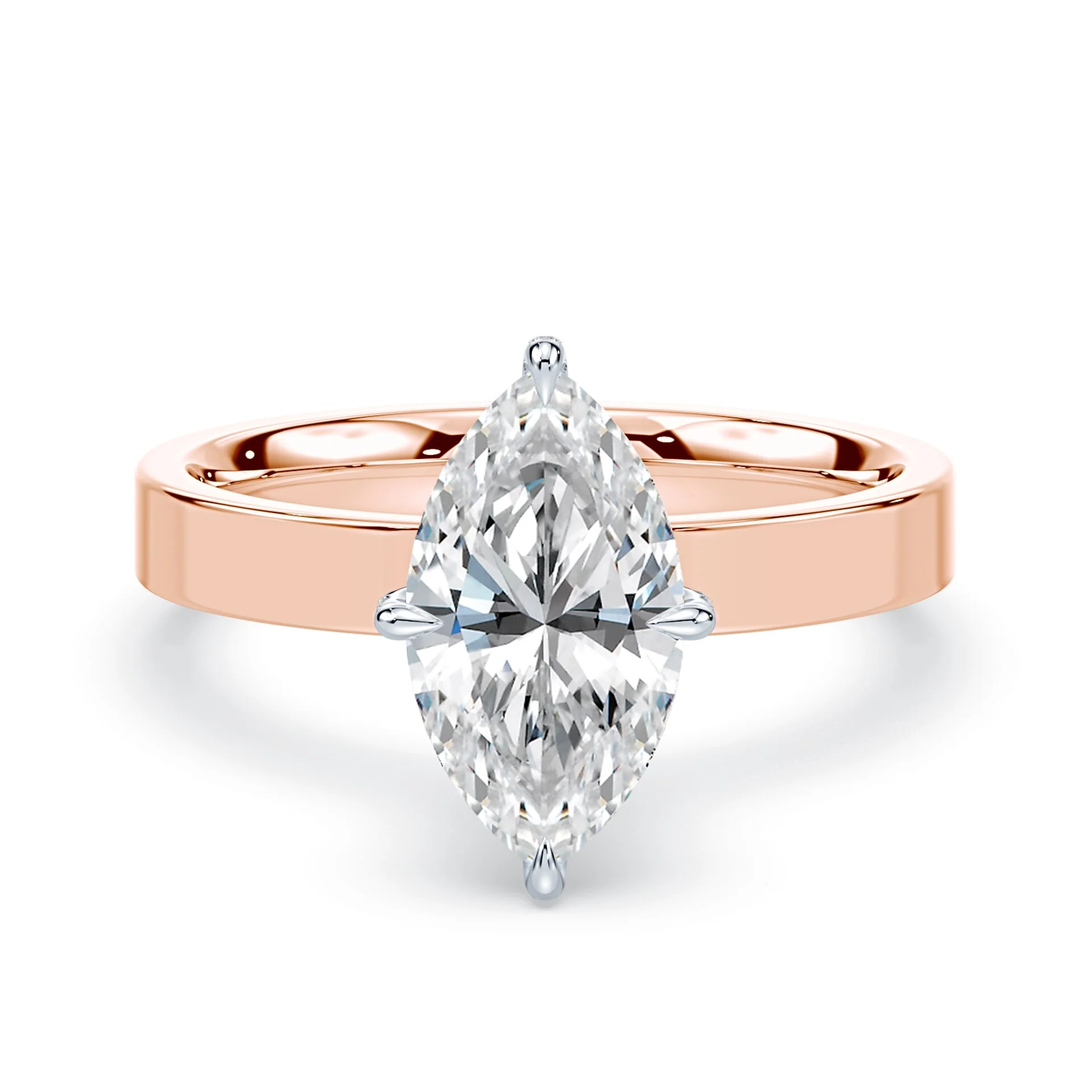 Marquise Pave Prongs Wide Solitaire