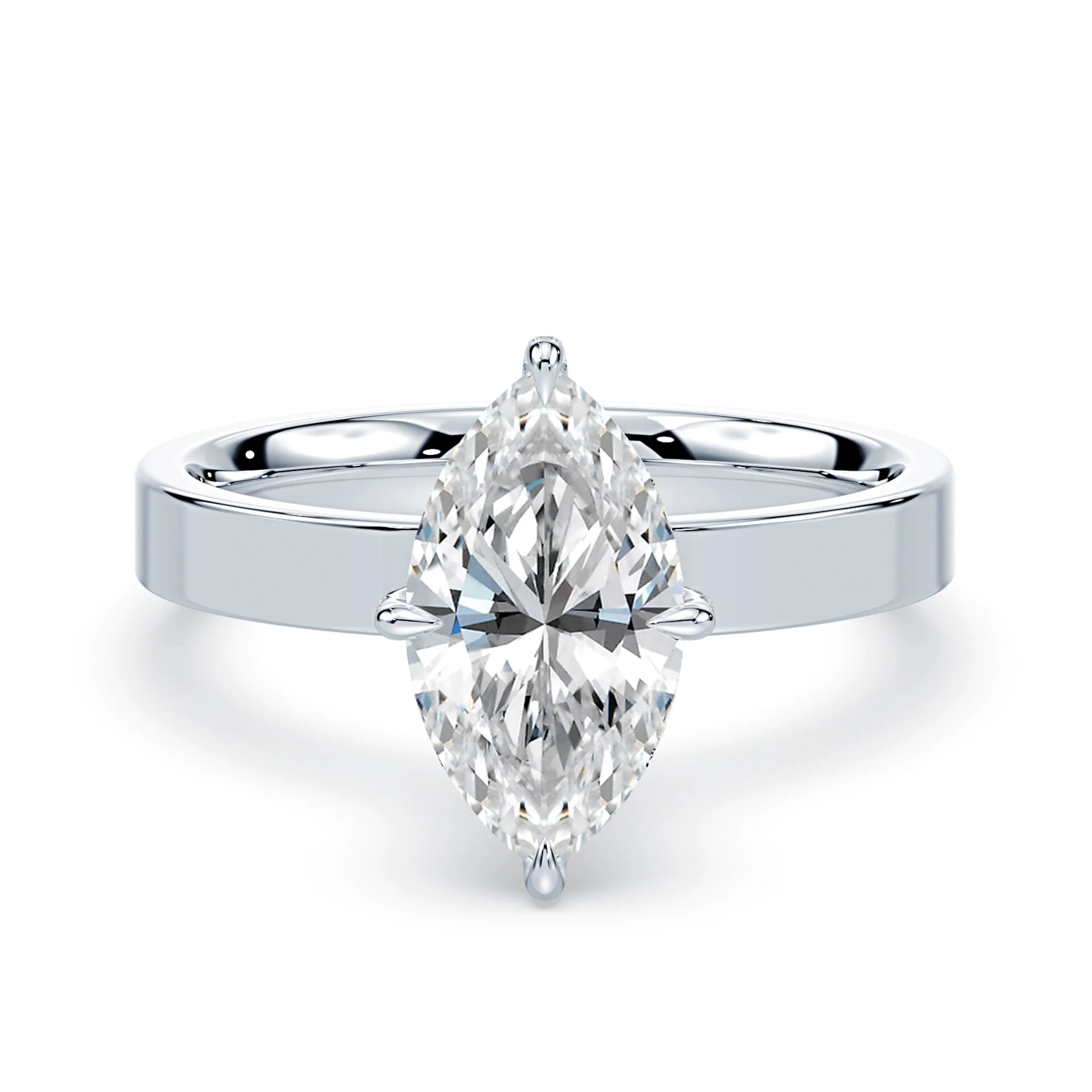 Marquise Pave Prongs Wide Solitaire
