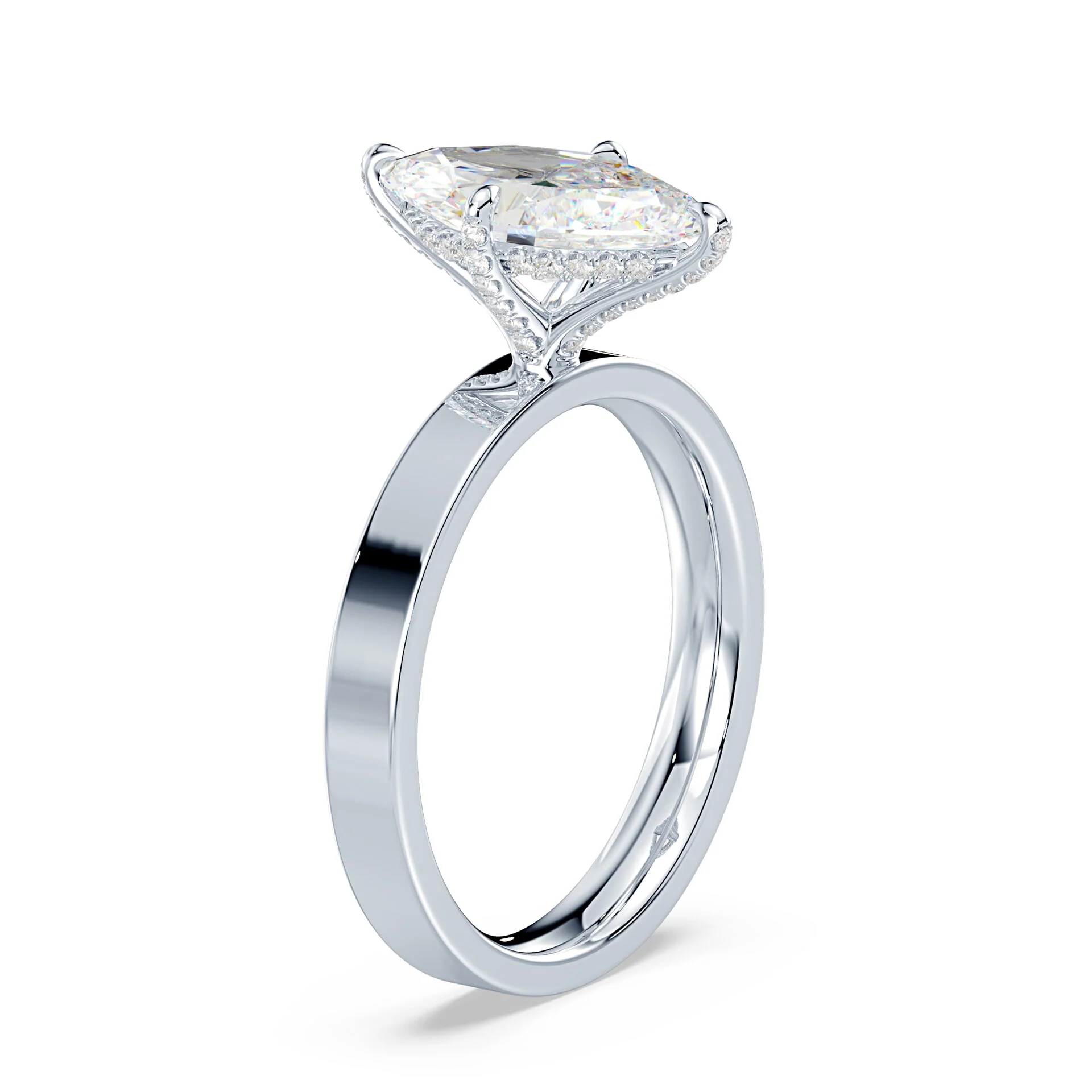 Marquise Pave Prongs Wide Solitaire - Image 2