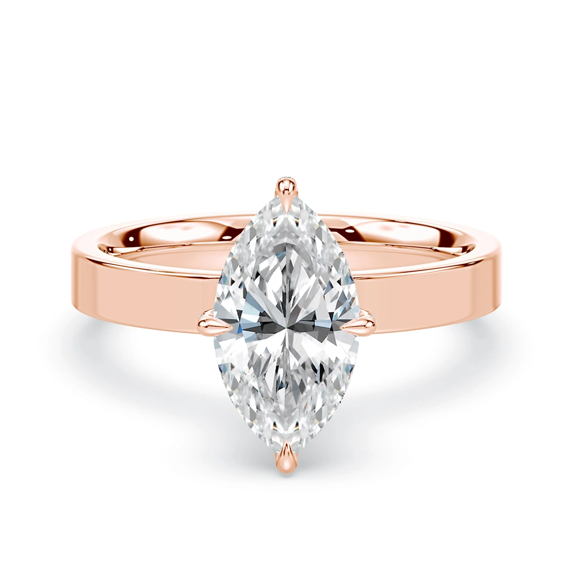 Marquise Pave Prongs Wide Solitaire