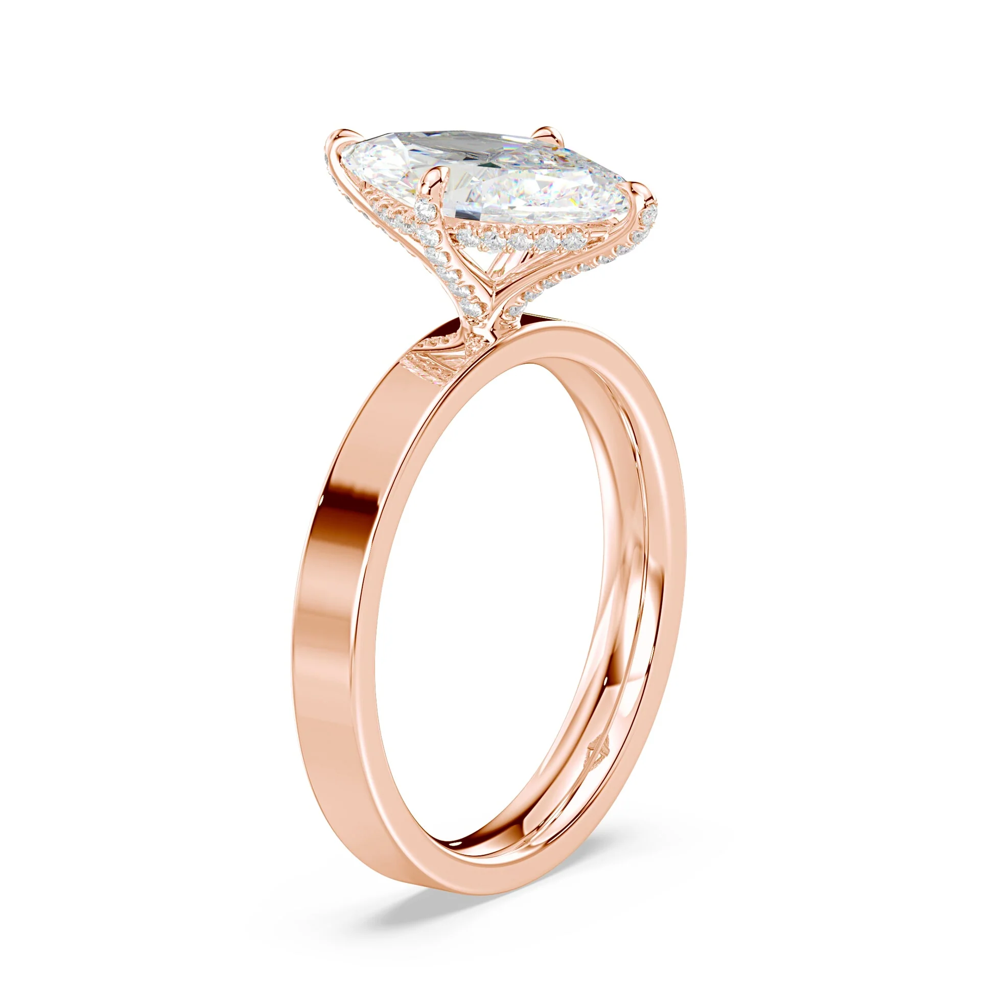 Marquise Pave Prongs Wide Solitaire - Image 2