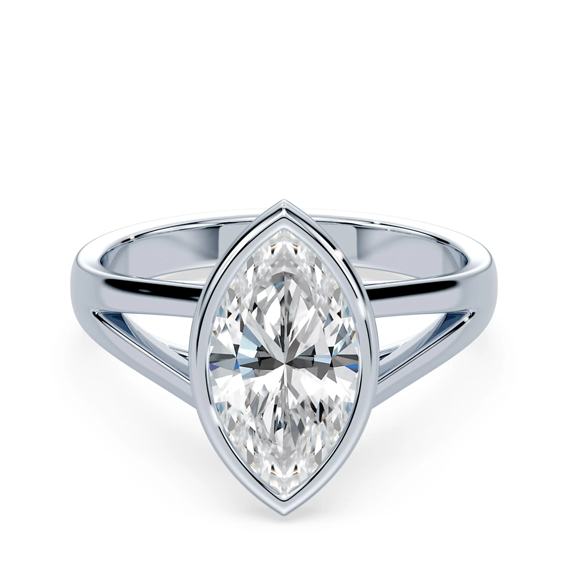 Marquise Cut Split Cathedral Bezel Ring