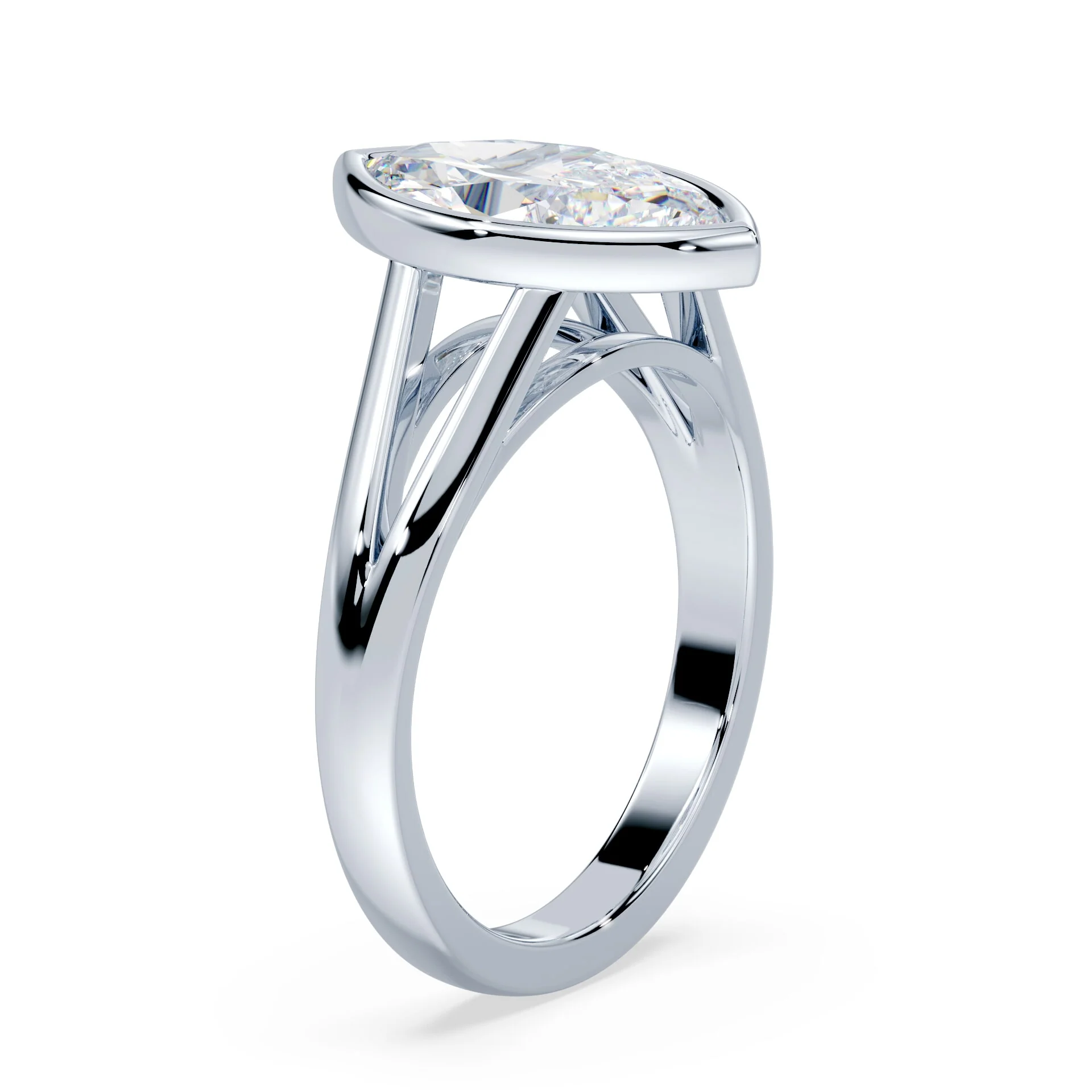 Marquise Cut Split Cathedral Bezel Ring - Image 2