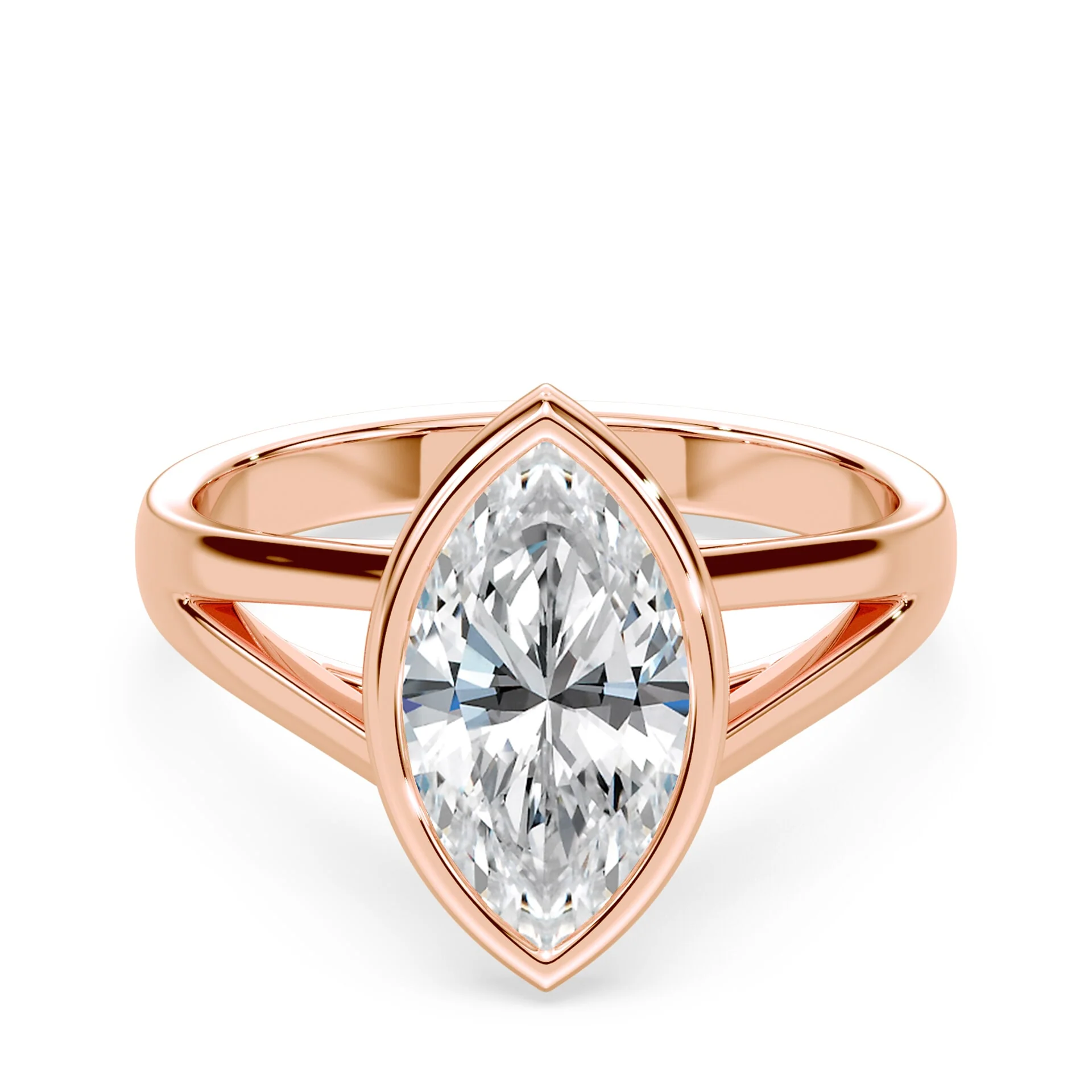 Marquise Cut Split Cathedral Bezel Ring
