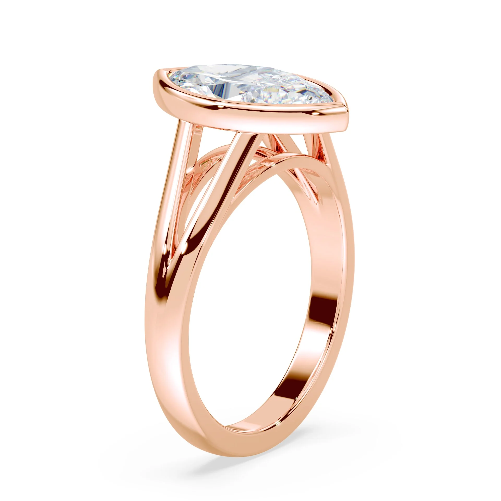 Marquise Cut Split Cathedral Bezel Ring - Image 2