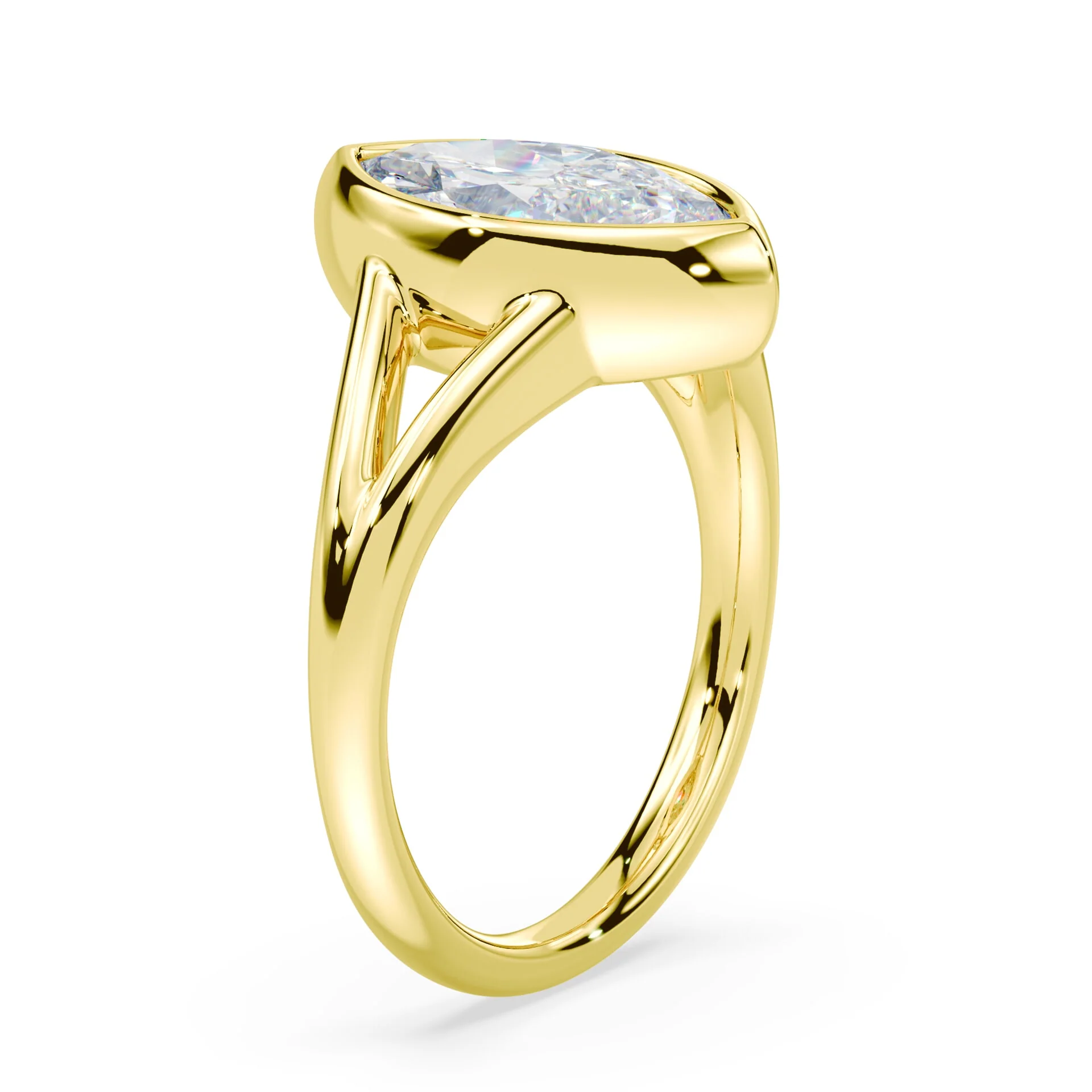 Marquise Cut Split Shank Bezel Ring - Image 2