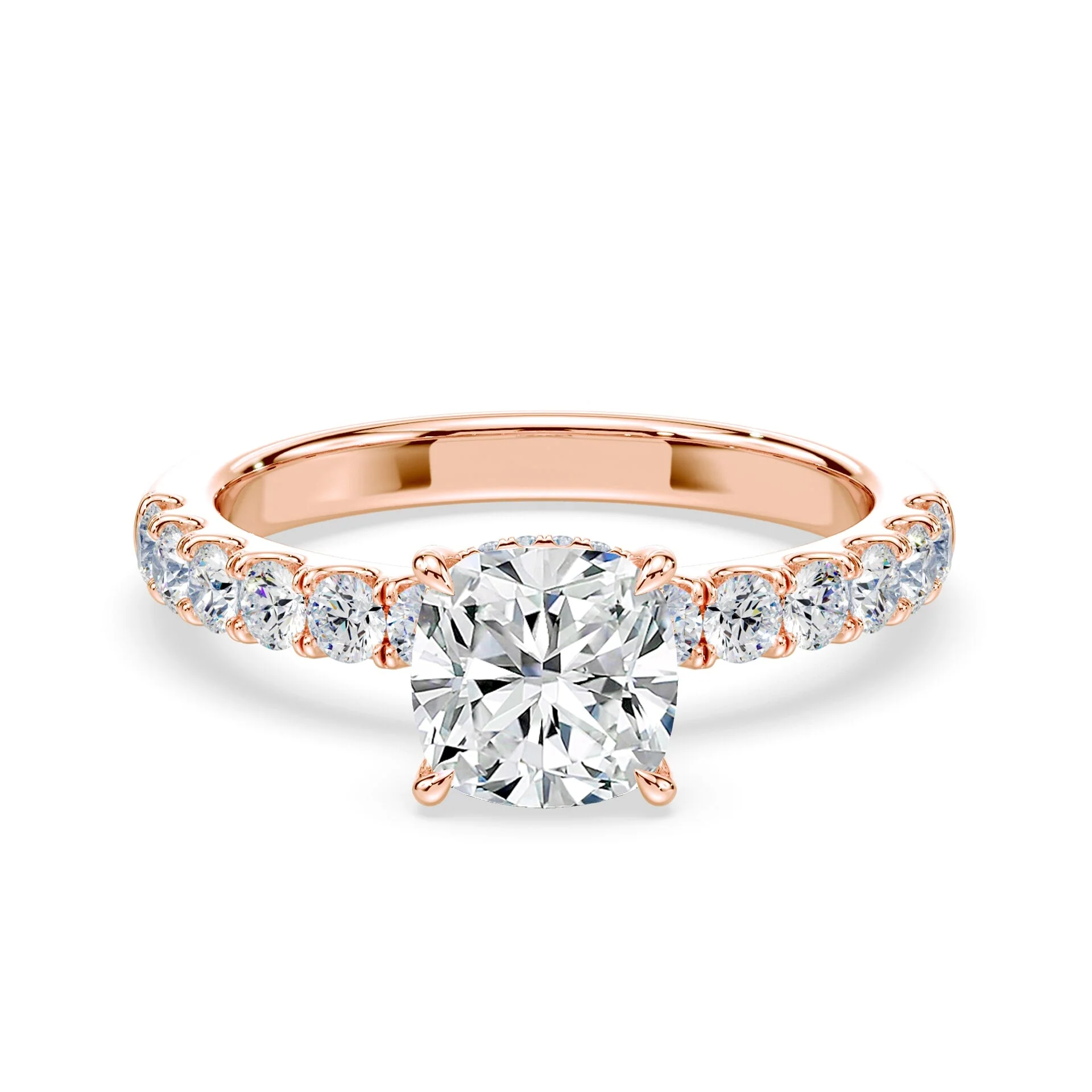 Cushion Hidden Halo Medium Pave Ring