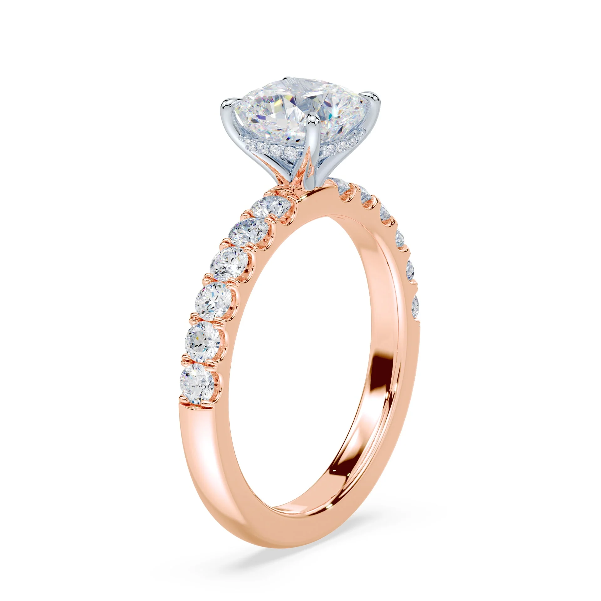 Cushion Hidden Halo Medium Pave Ring - Image 2