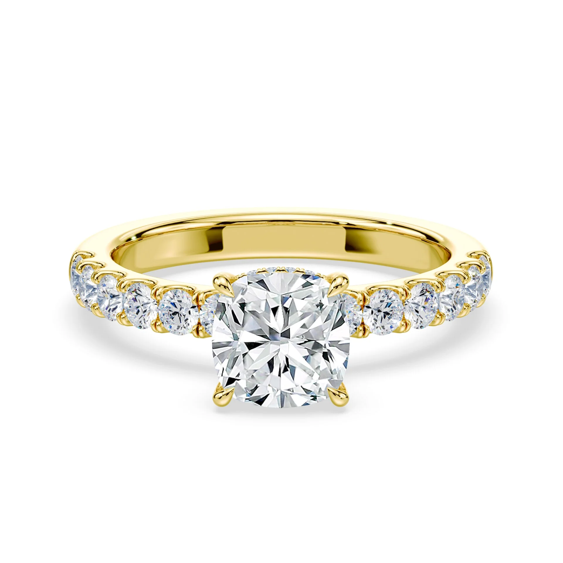Cushion Hidden Halo Medium Pave Ring
