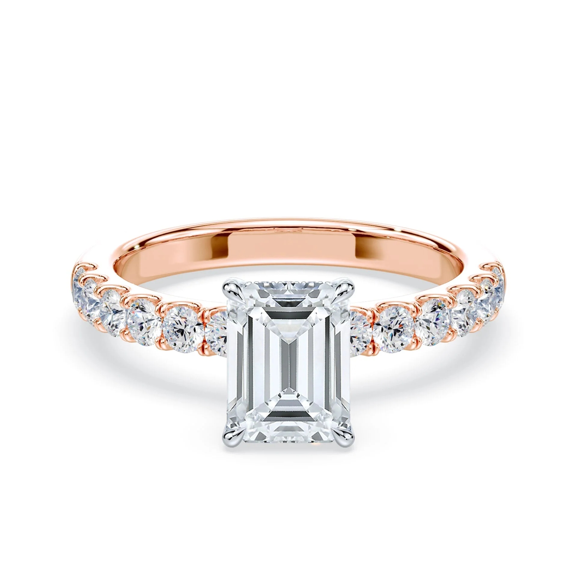 Emerald Hidden Halo Medium Pave Ring