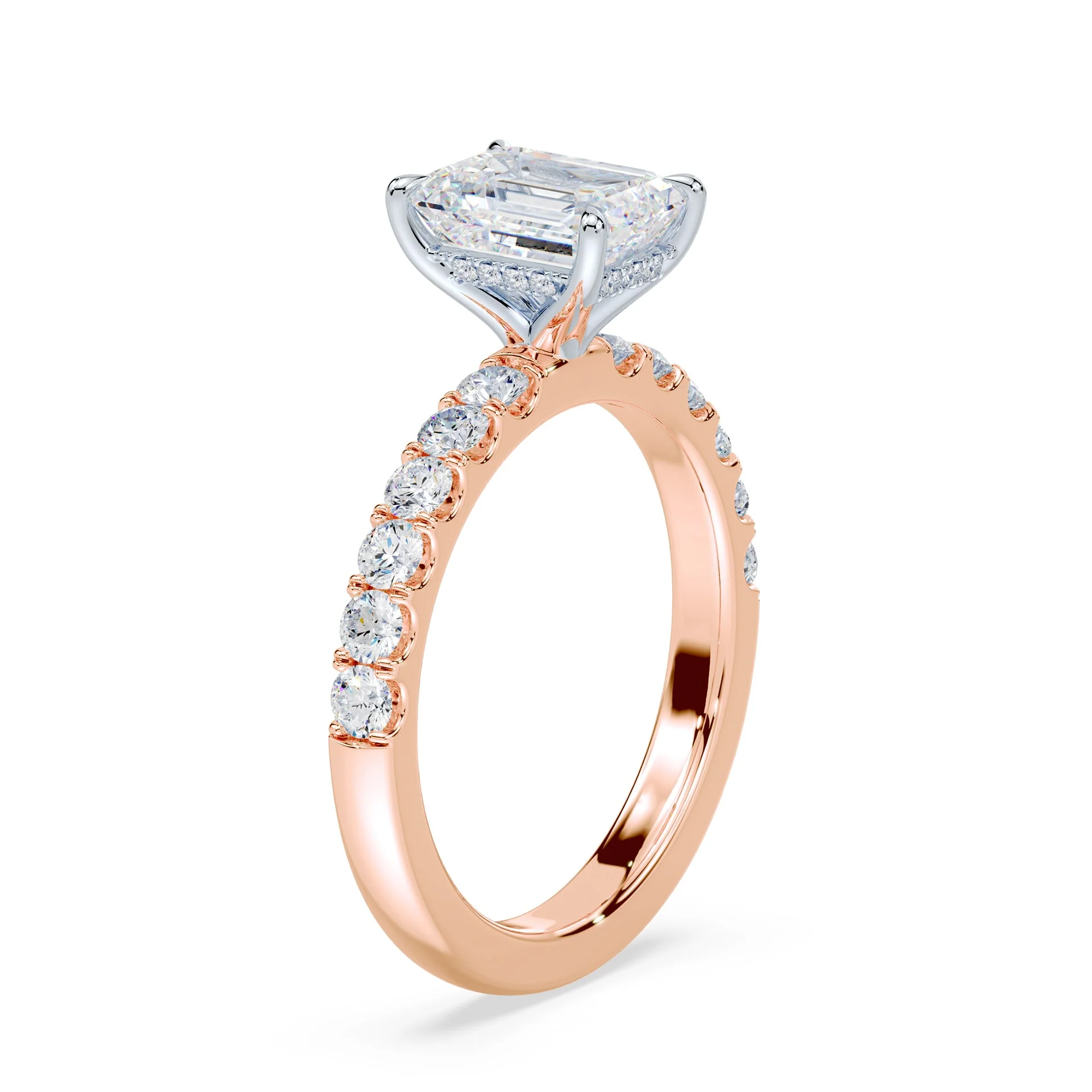 Emerald Hidden Halo Medium Pave Ring - Image 2