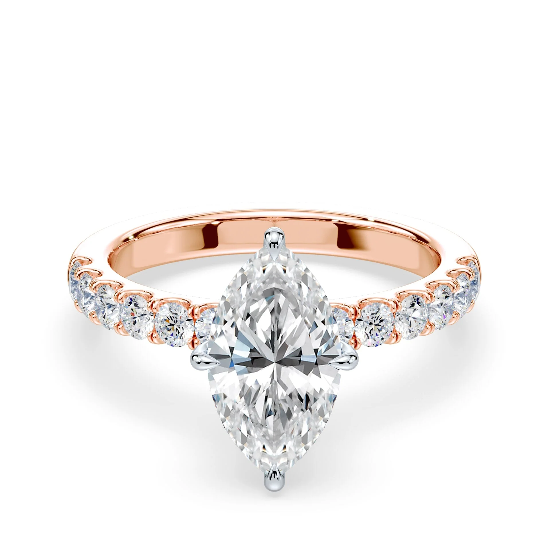 Marquise Hidden Halo Medium Pave Ring