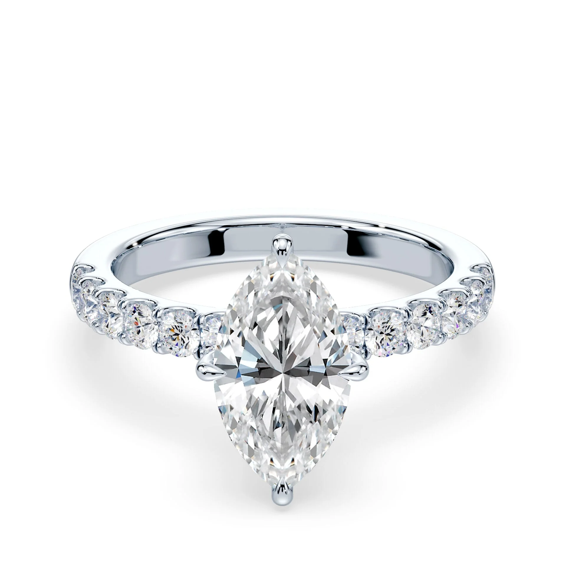 Marquise Hidden Halo Medium Pave Ring