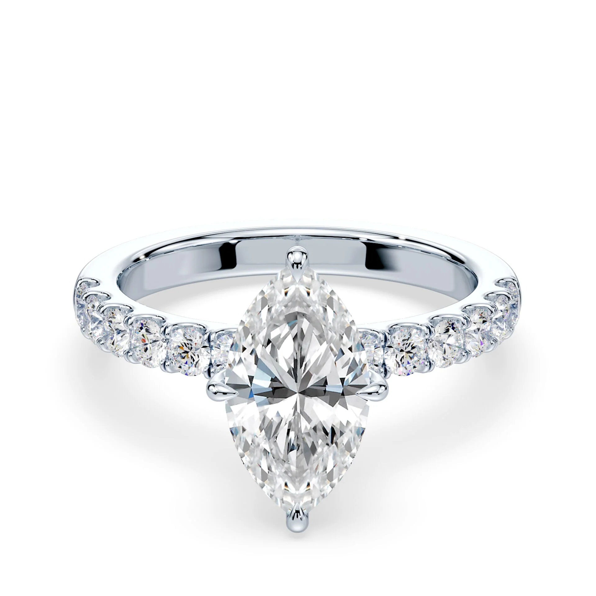 Marquise Hidden Halo Medium Pave Ring