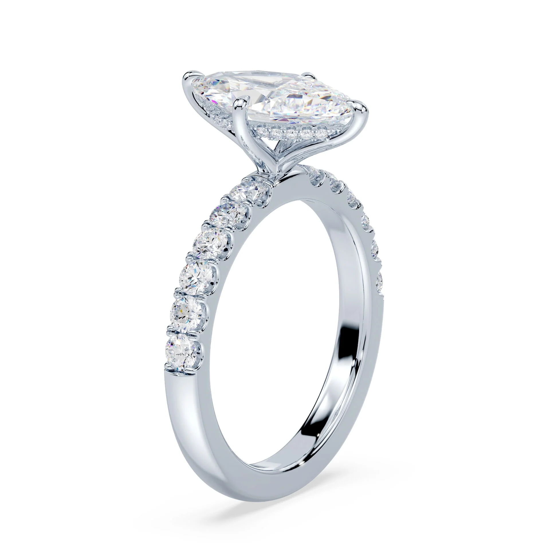 Marquise Hidden Halo Medium Pave Ring - Image 2