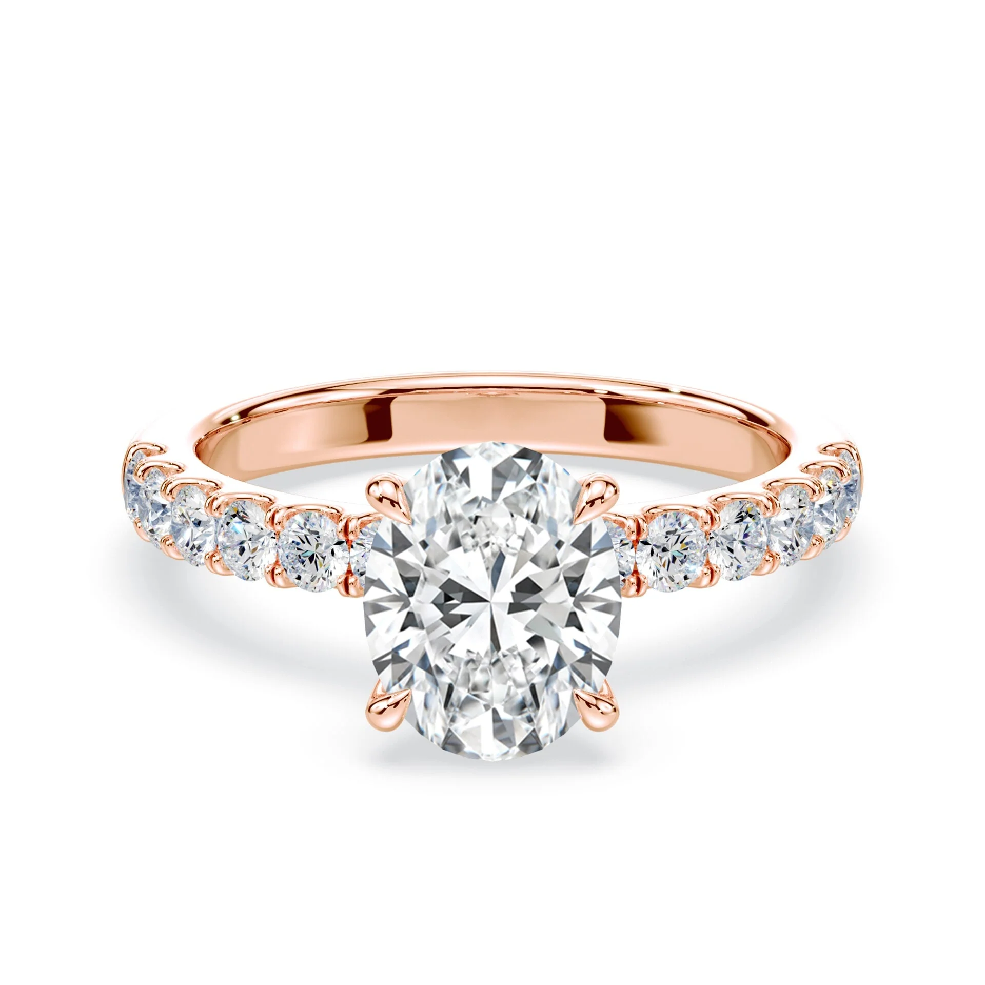 Oval Hidden Halo Medium Pave Ring