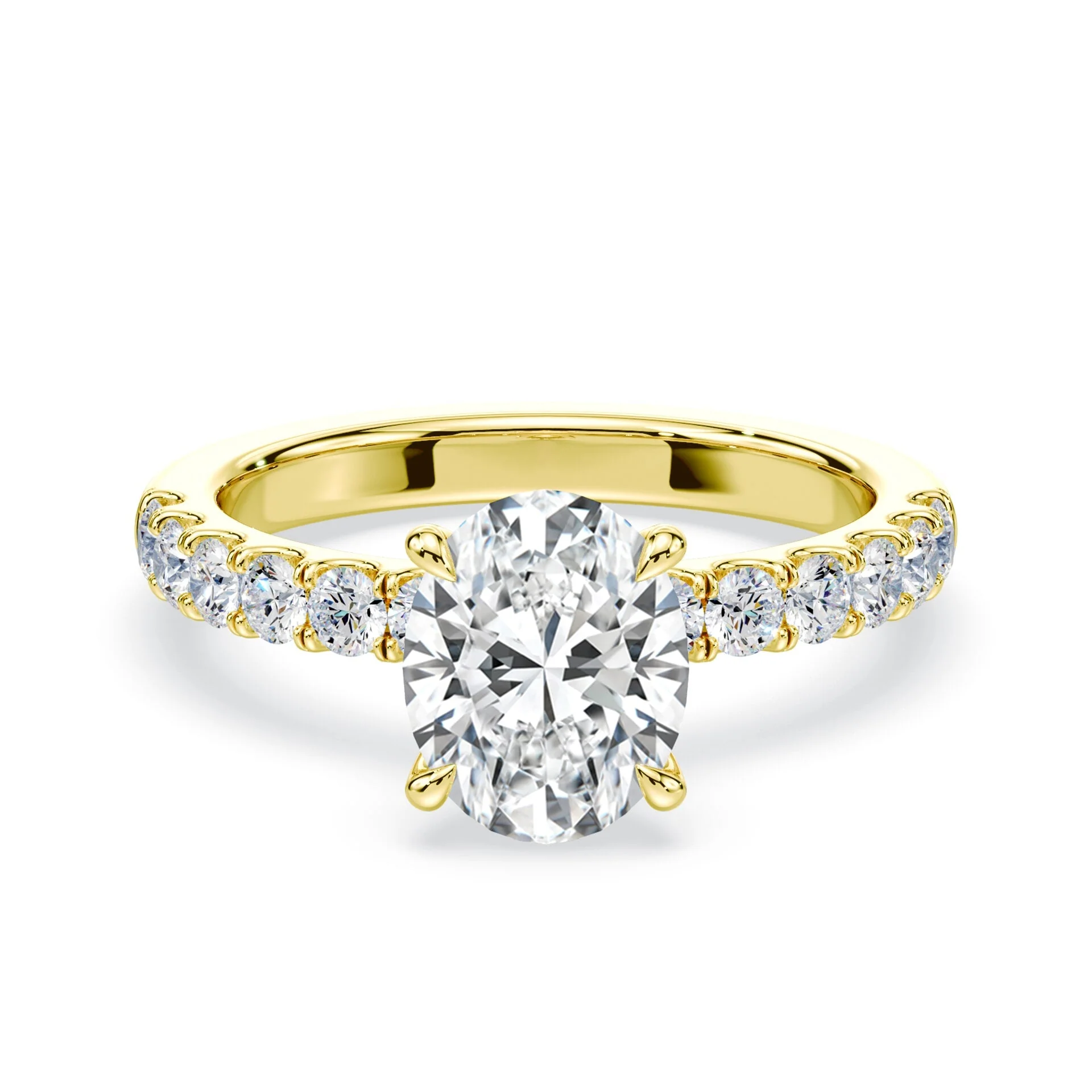Oval Hidden Halo Medium Pave Ring