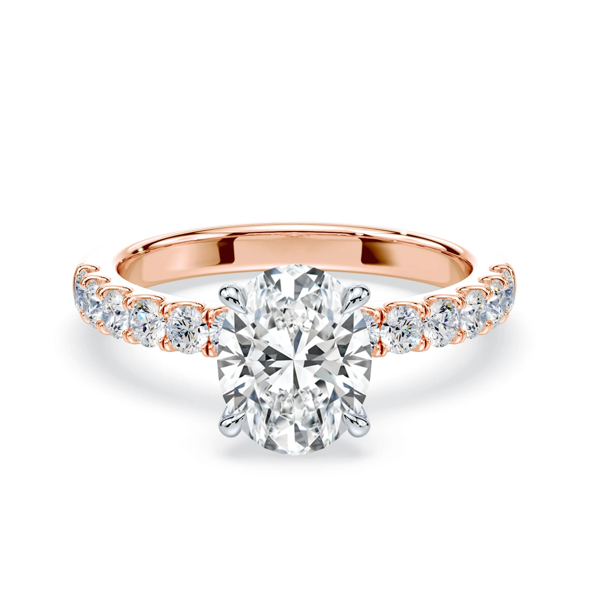 Oval Hidden Halo Medium Pave Ring