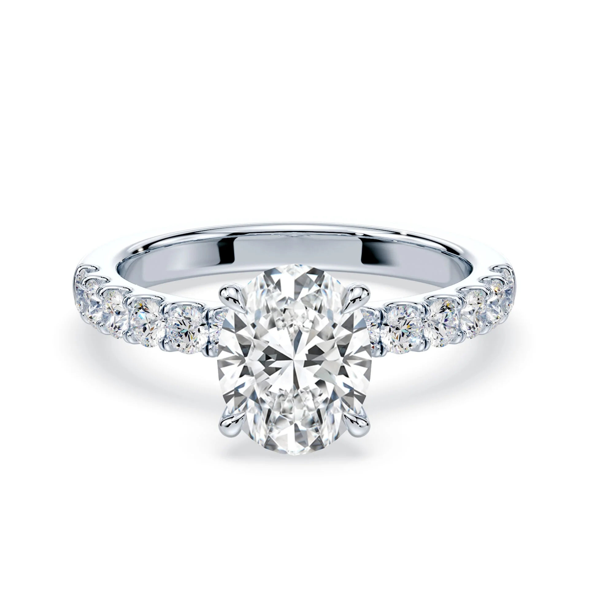Oval Hidden Halo Medium Pave Ring