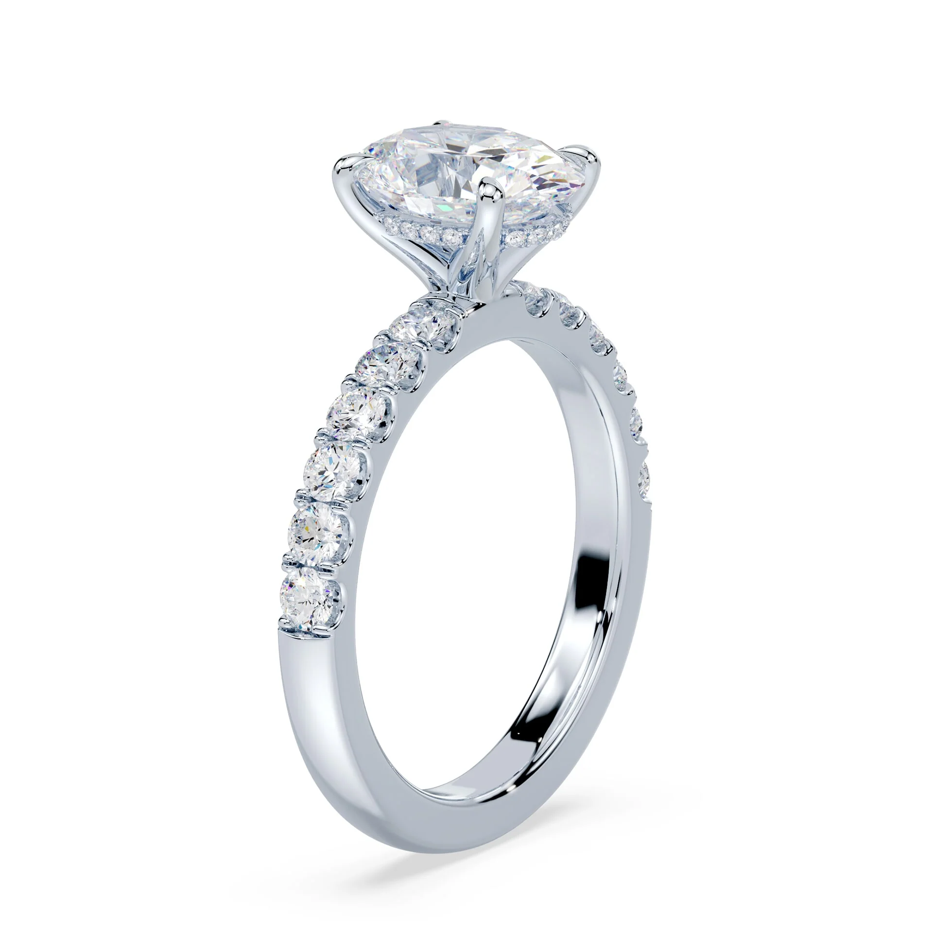 Oval Hidden Halo Medium Pave Ring - Image 2