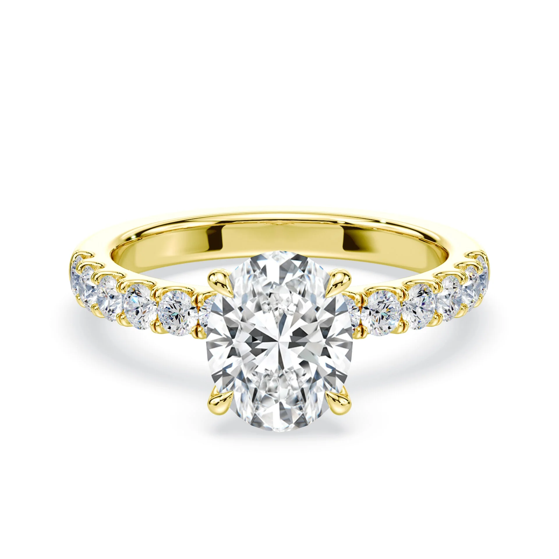 Oval Hidden Halo Medium Pave Ring