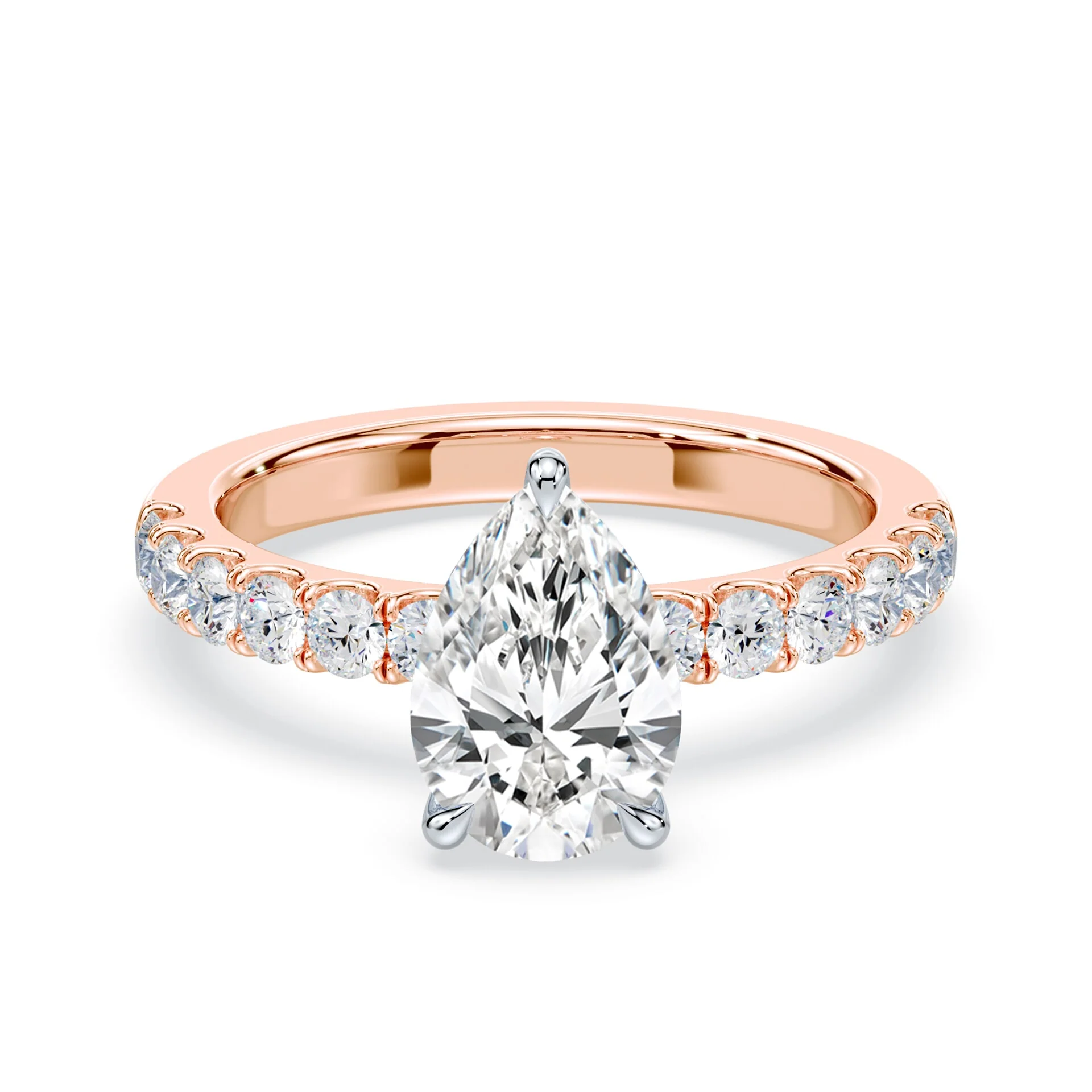 Pear Hidden Halo Medium Pave Ring