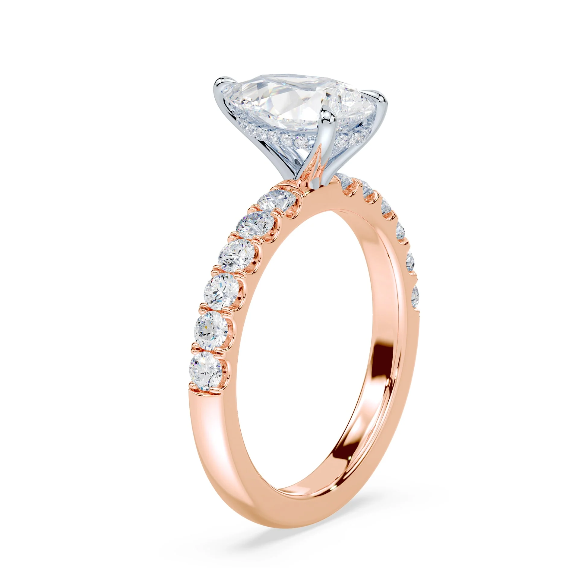 Pear Hidden Halo Medium Pave Ring - Image 2