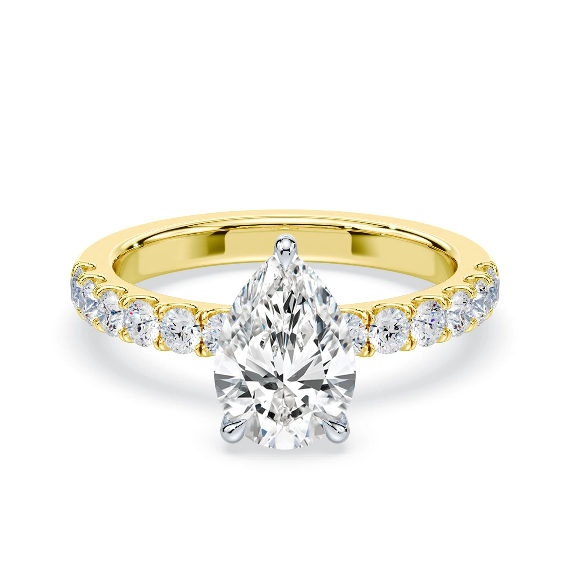 Pear Hidden Halo Medium Pave Ring