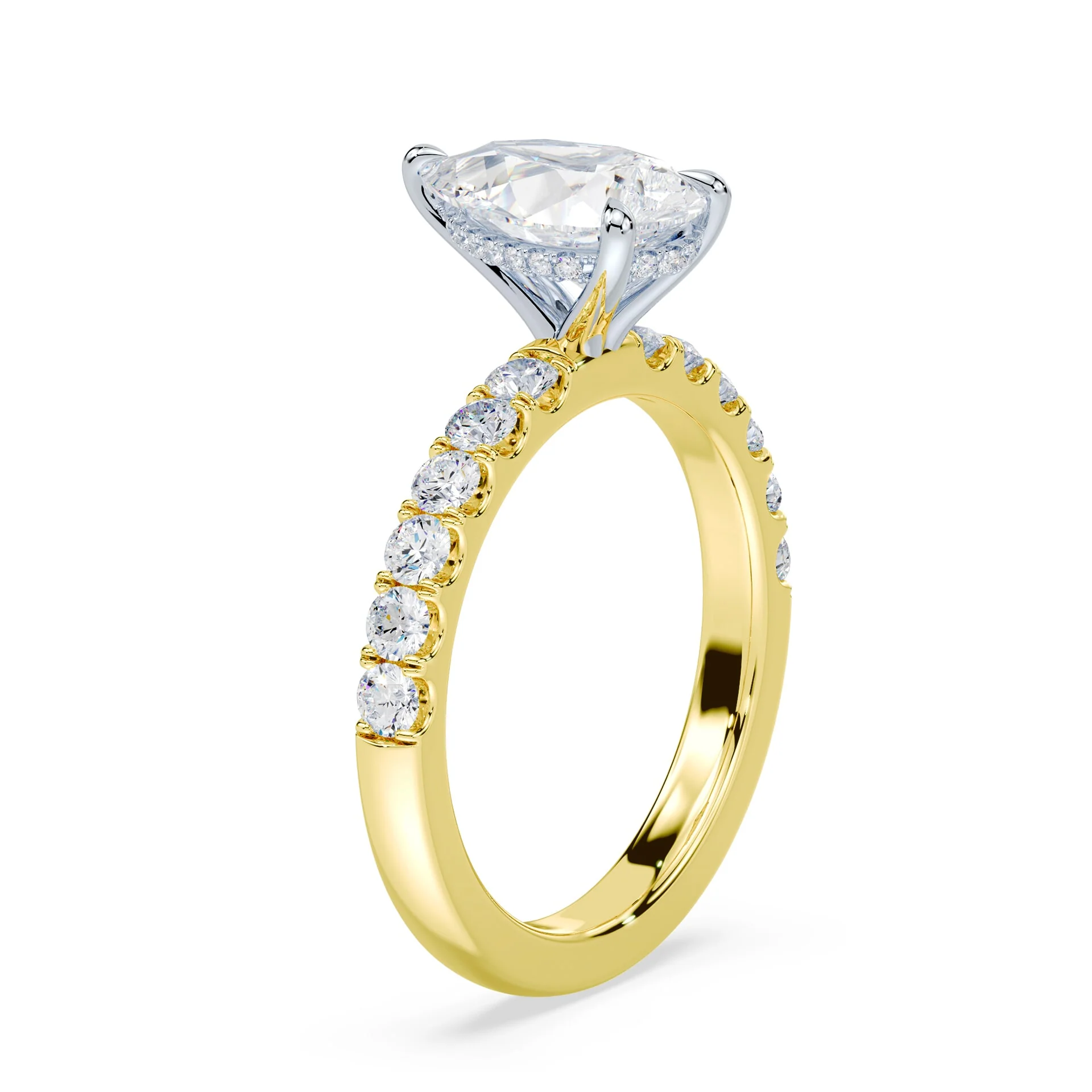 Pear Hidden Halo Medium Pave Ring - Image 2