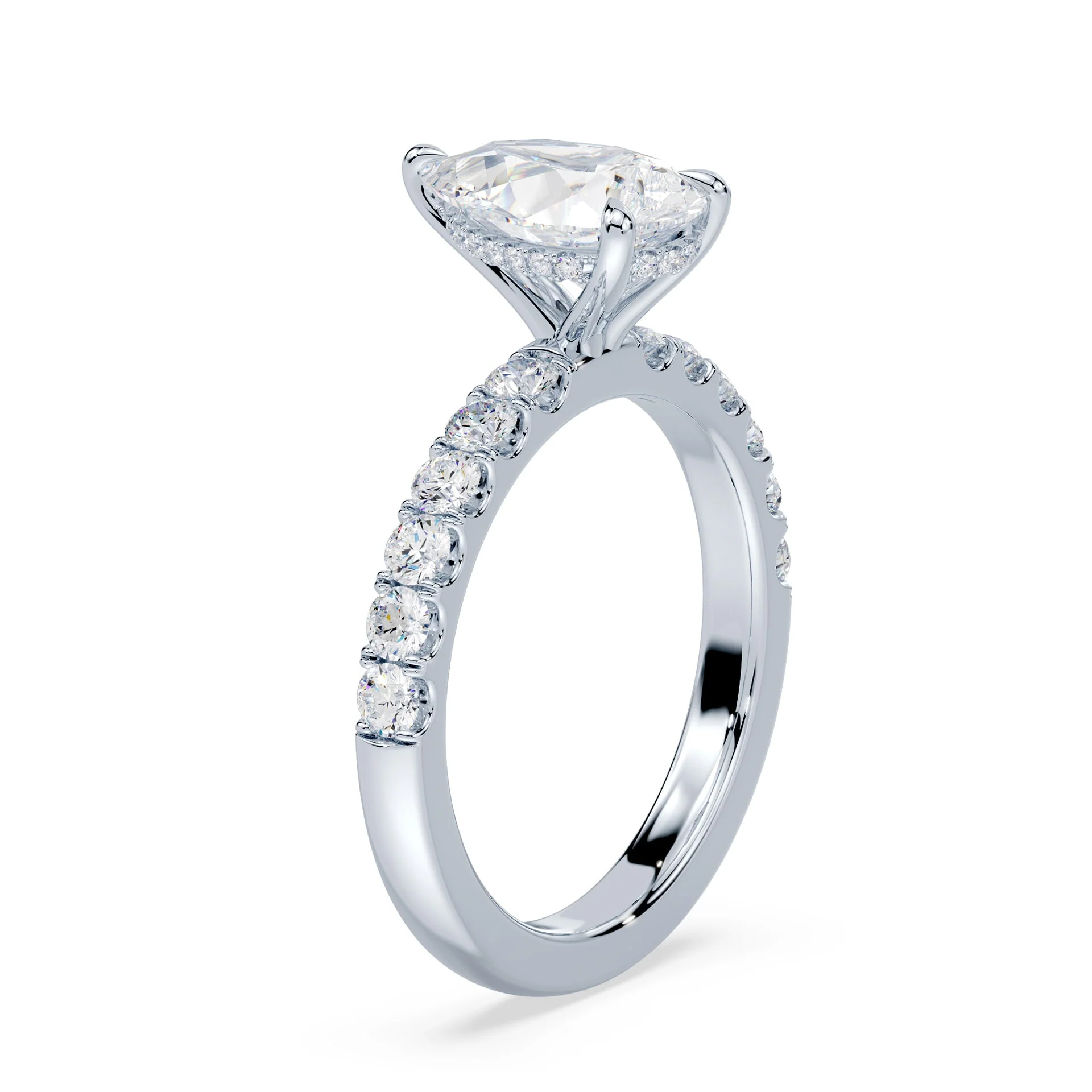 Pear Hidden Halo Medium Pave Ring - Image 2
