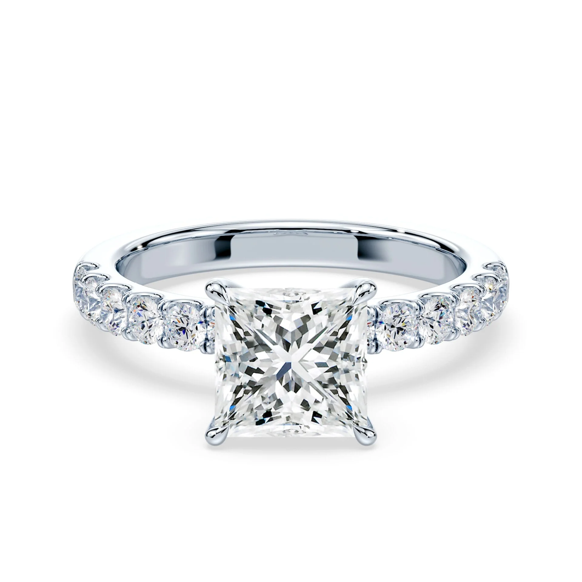 Princess Hidden Halo Medium Pave Ring